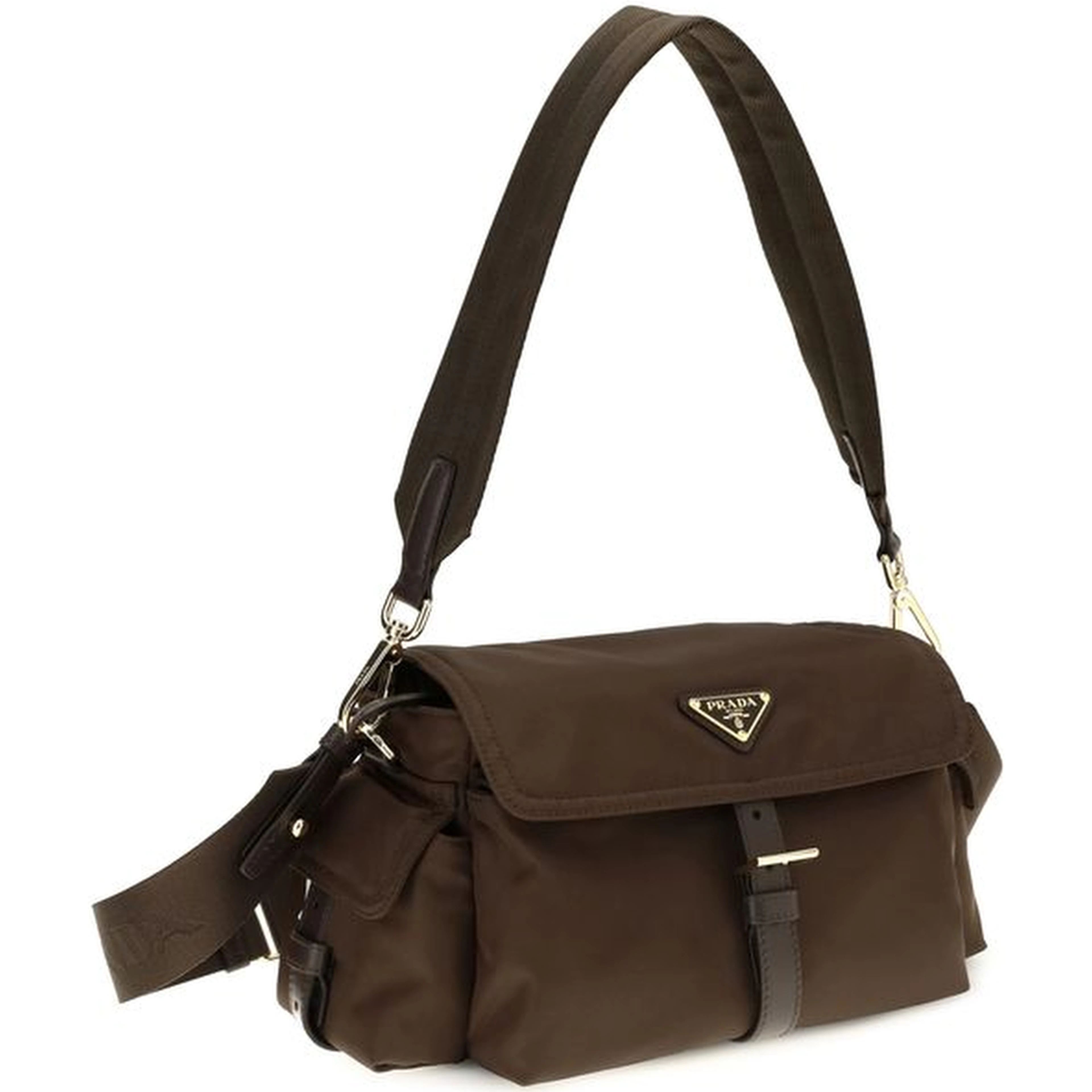 Brown Recycled Polyamide Shoulder Bag