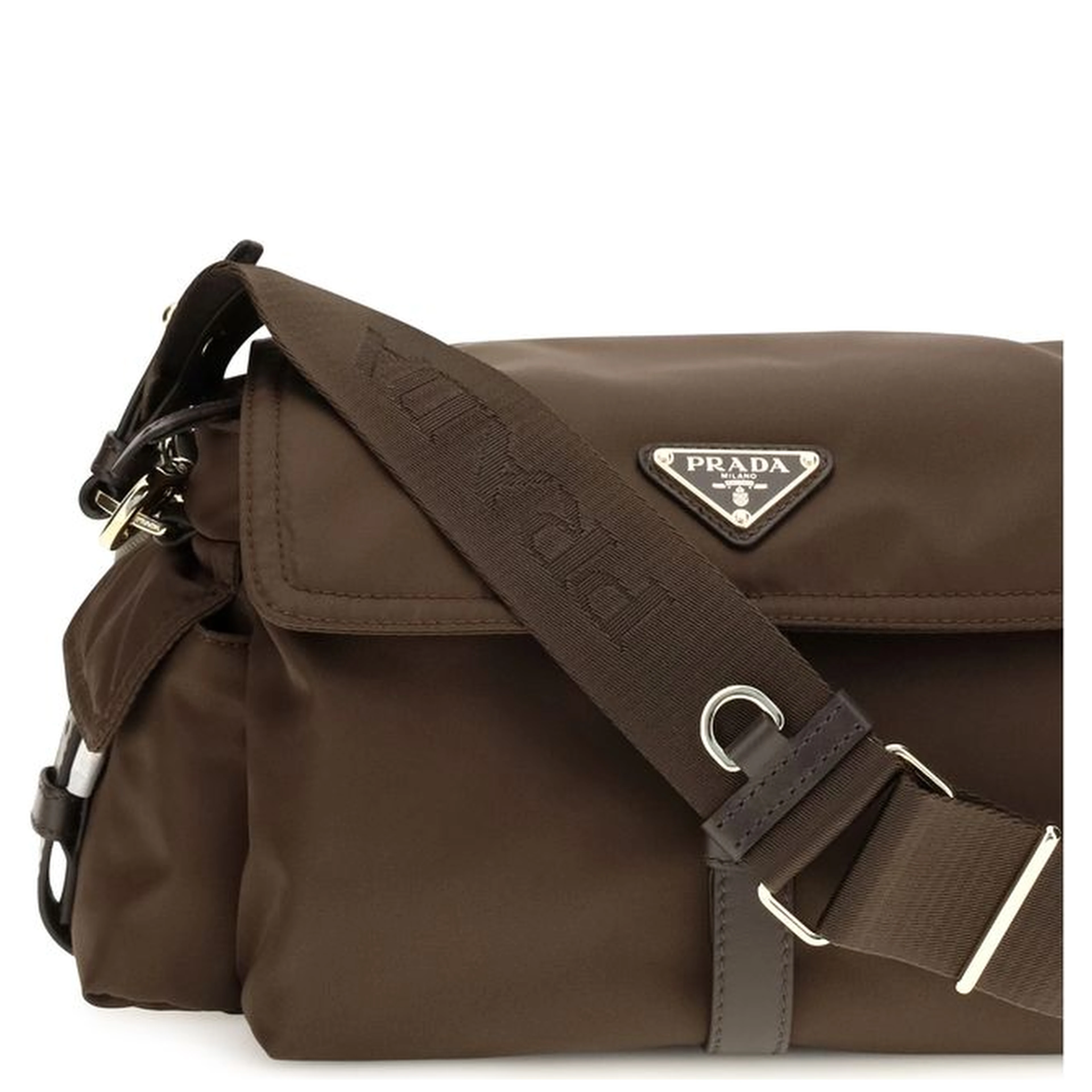 Brown Recycled Polyamide Shoulder Bag