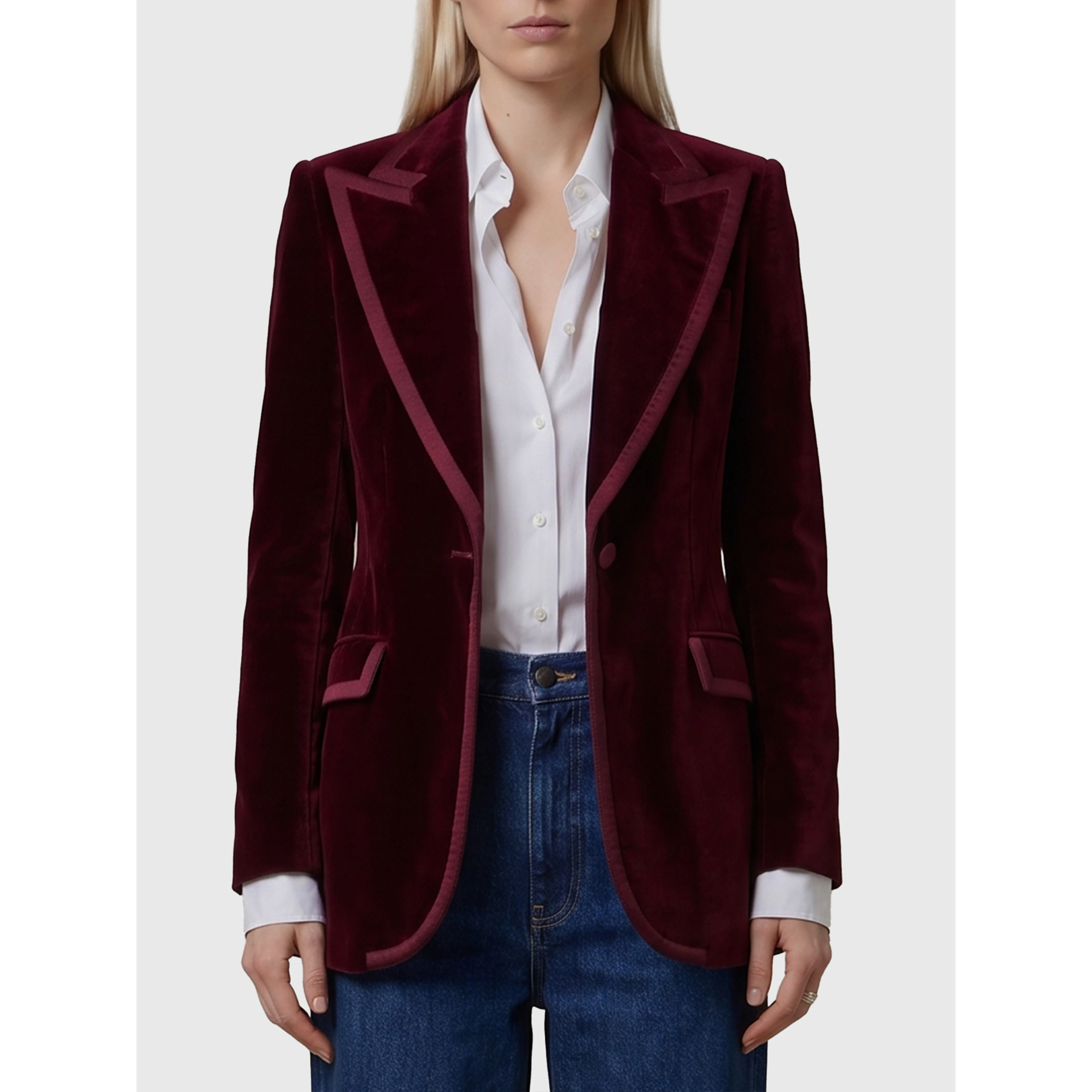 Single-breasted velvet jacket