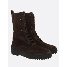 Winter ankle boot with rubber studs in suede leather