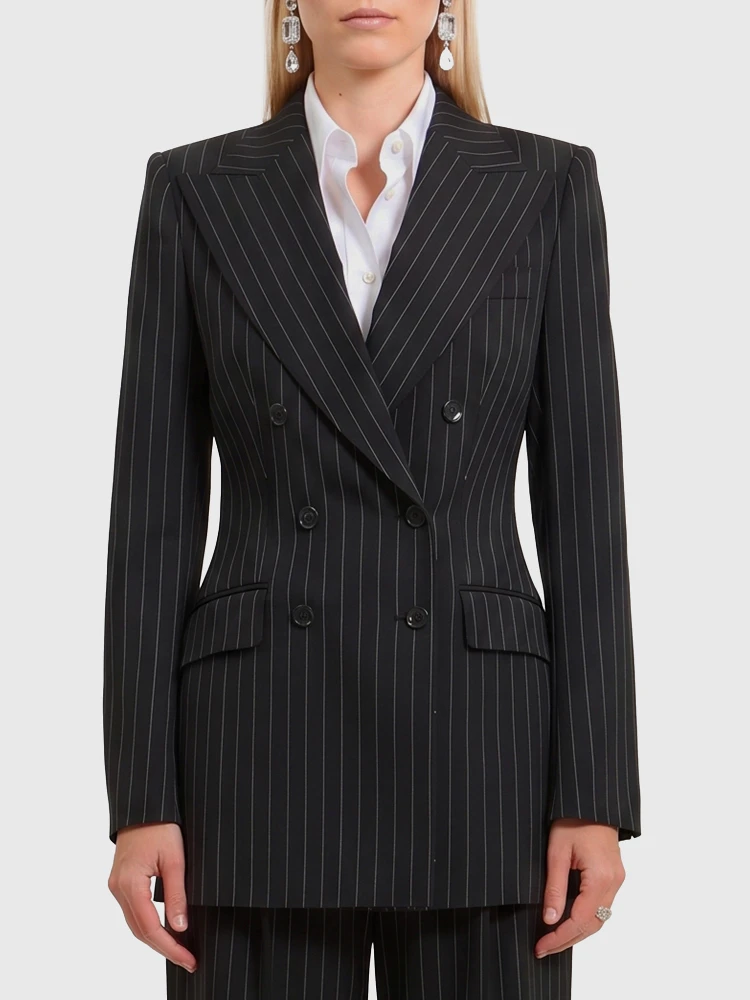Double-breasted chalk stripe jacket