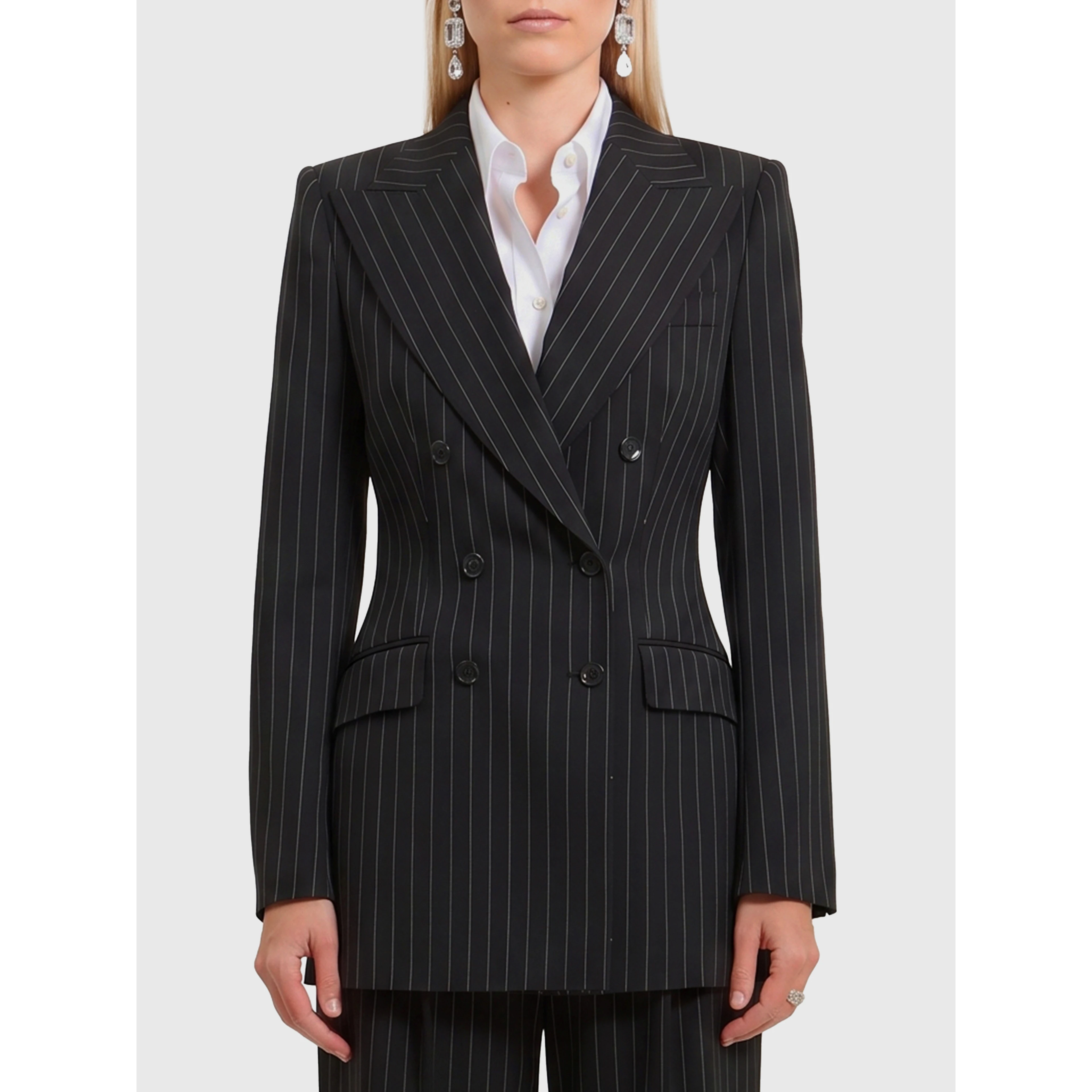 Double-breasted chalk stripe jacket