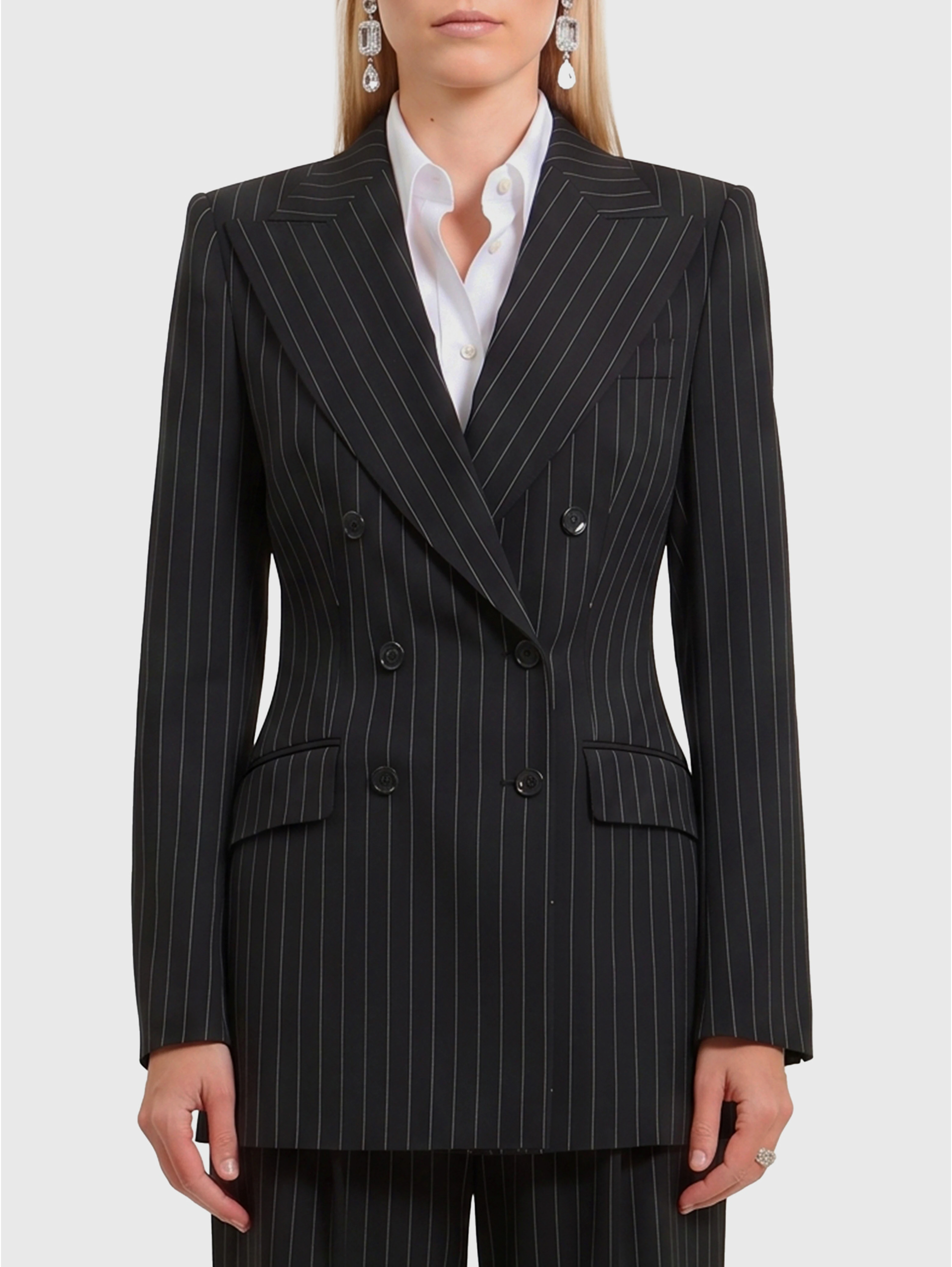 Double-breasted chalk stripe jacket