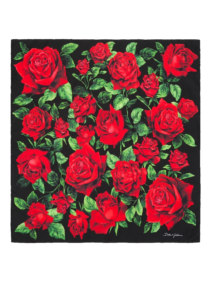 Printed silk twill scarf