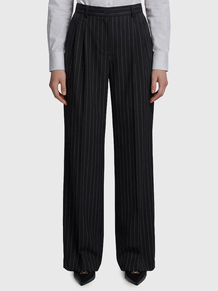 Wool chalk stripe trousers