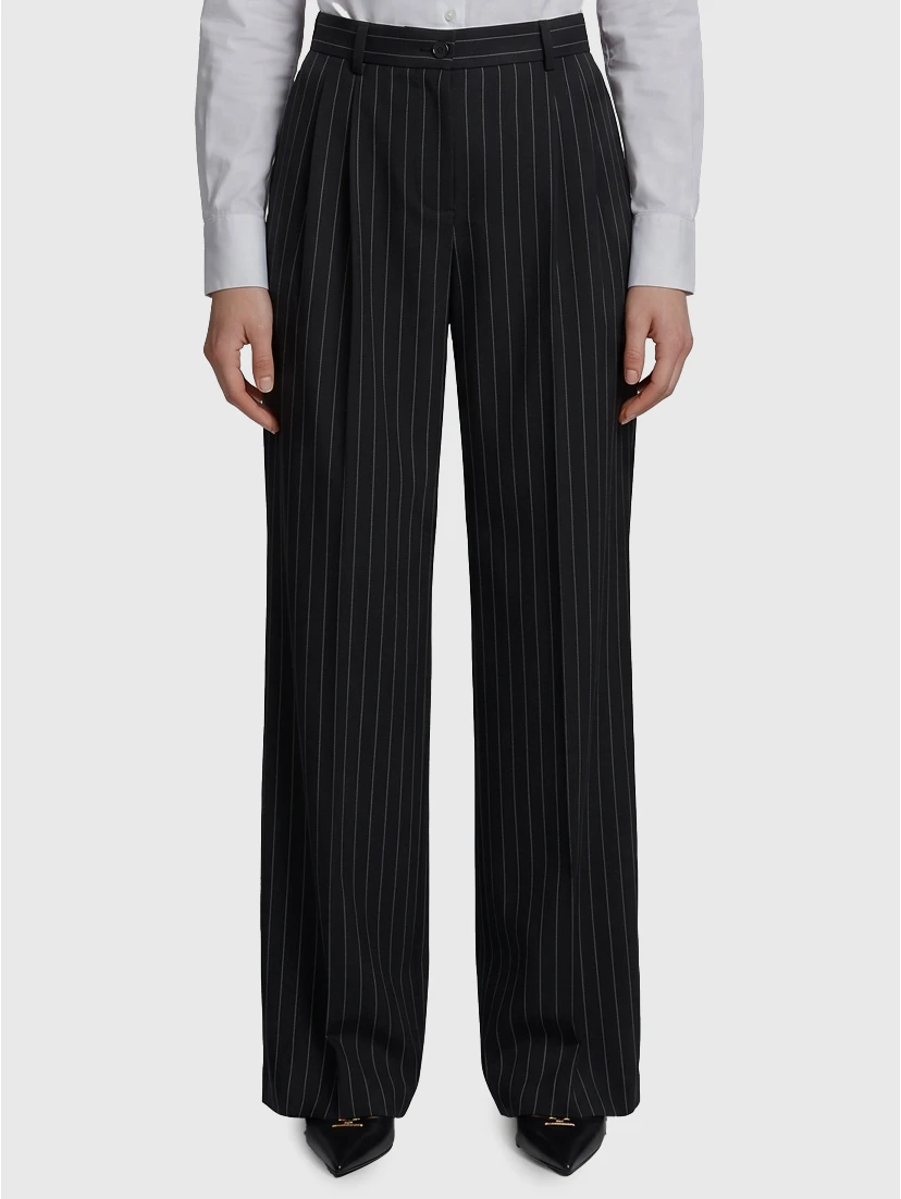 Wool chalk stripe trousers