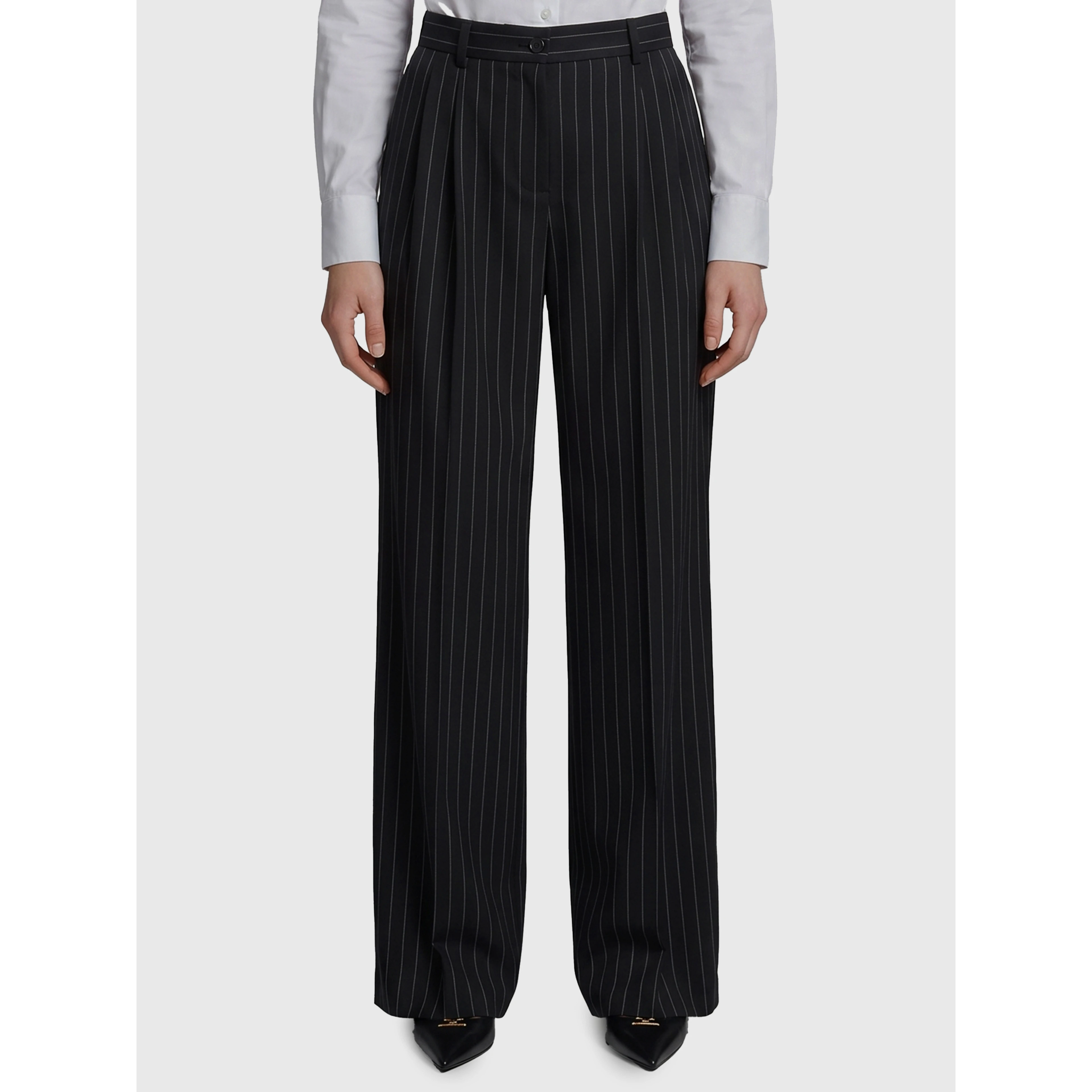 Wool chalk stripe trousers
