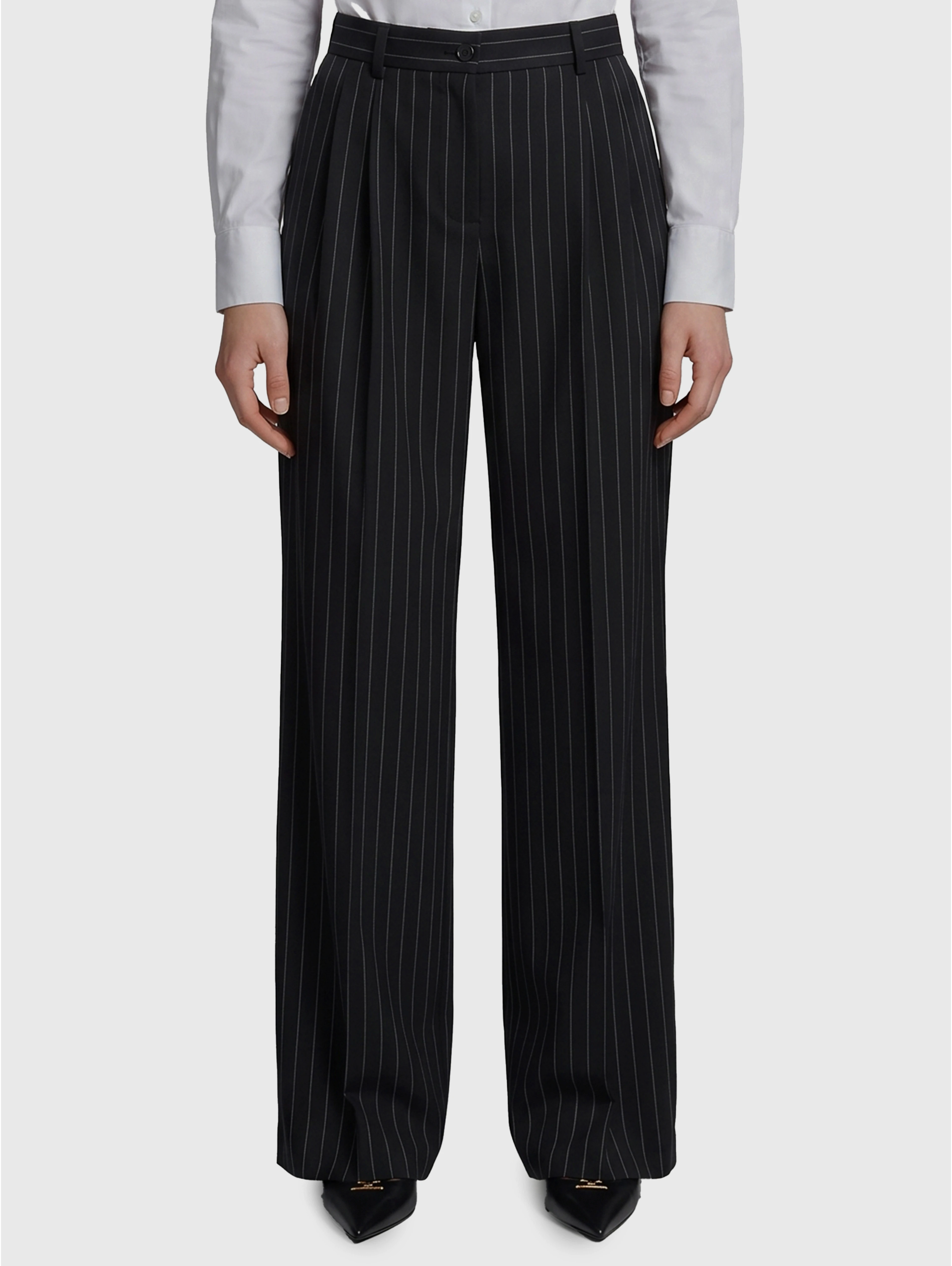 Wool chalk stripe trousers