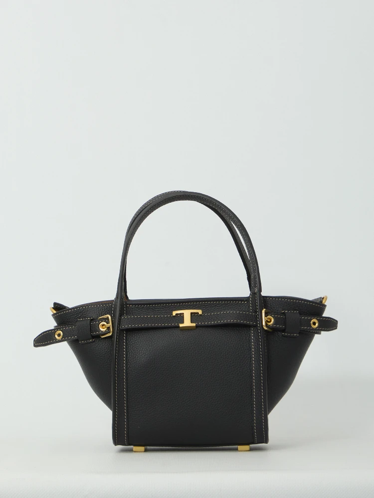 Mini leather shopping bag
