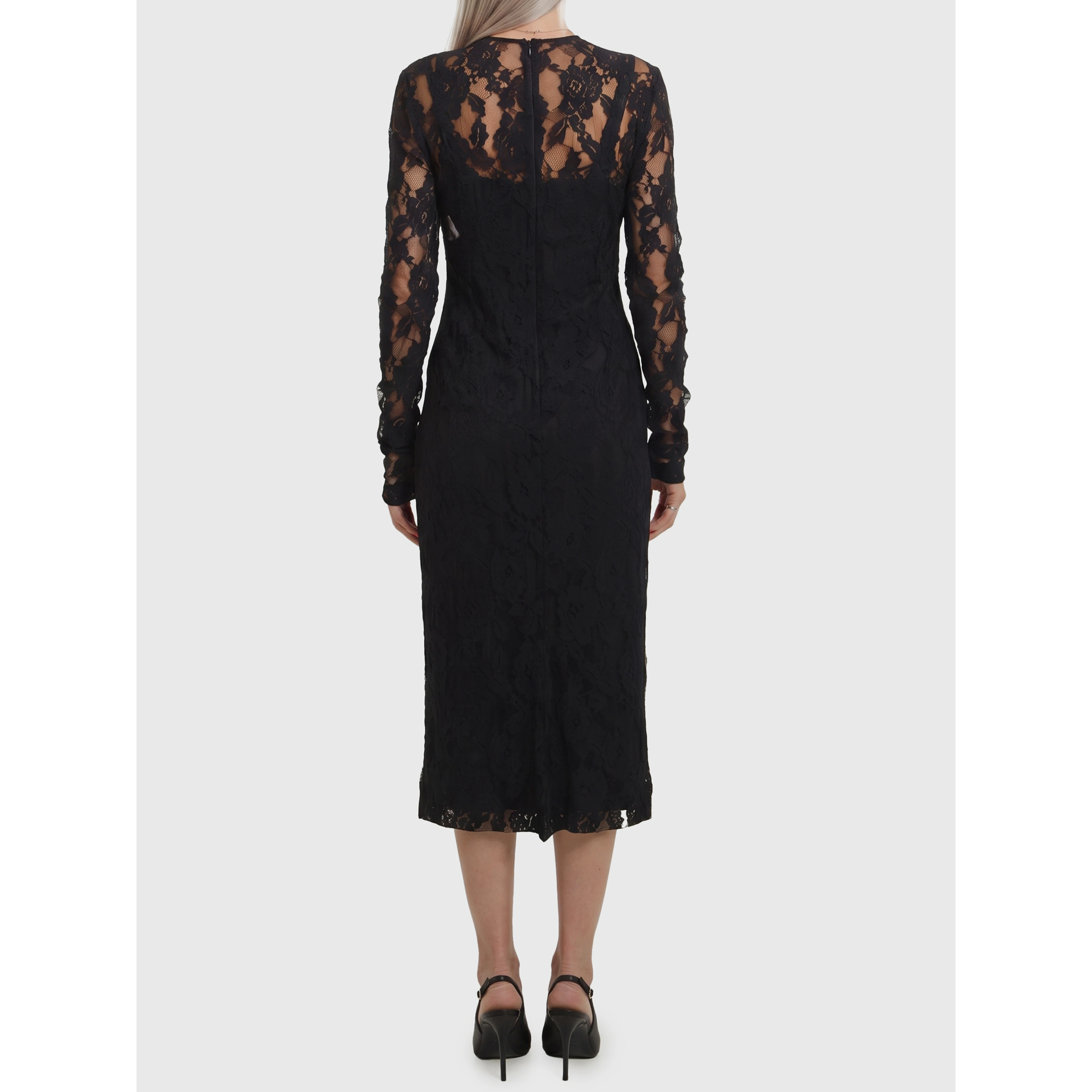 Black midi lace dress