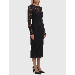 Black midi lace dress