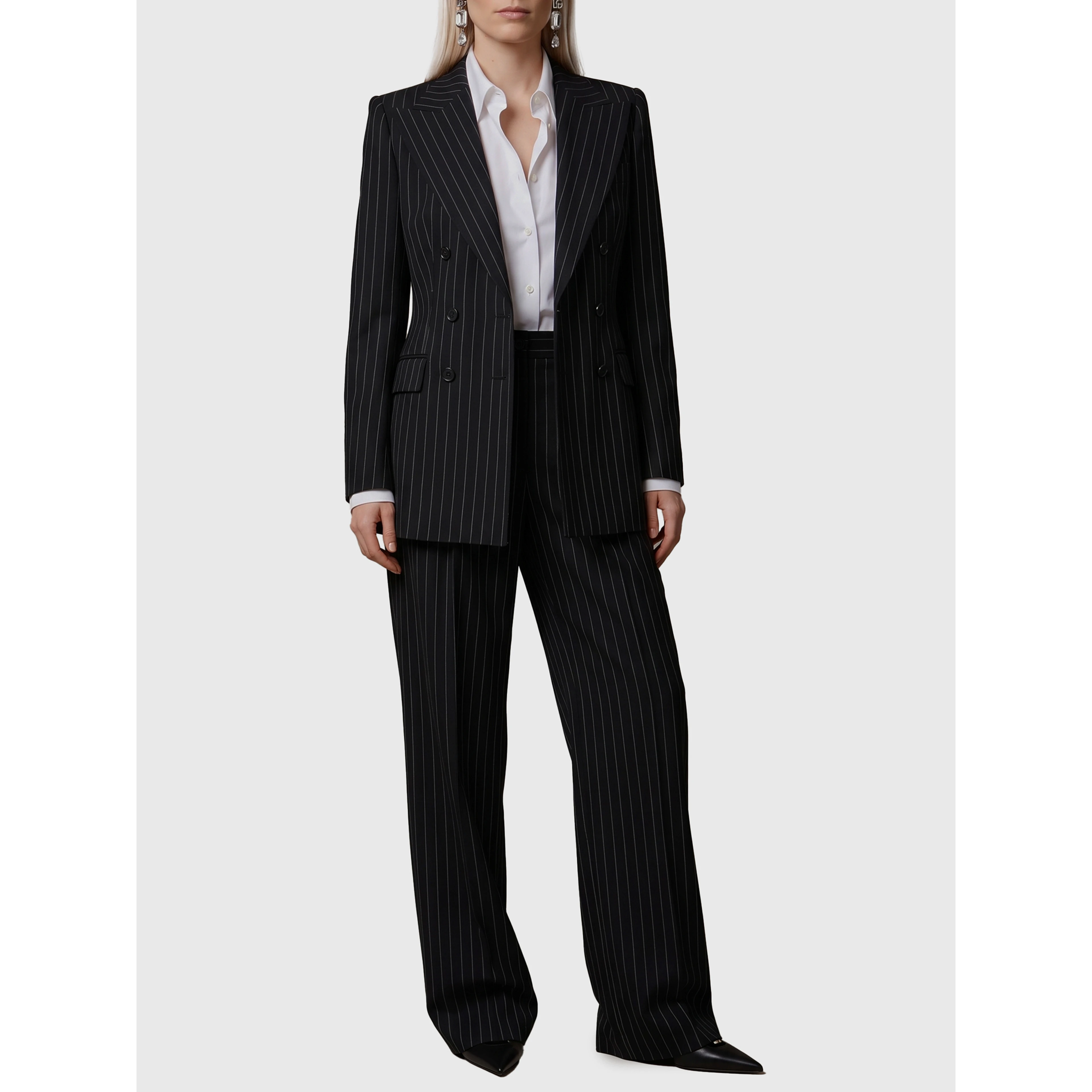 Double-breasted chalk stripe jacket