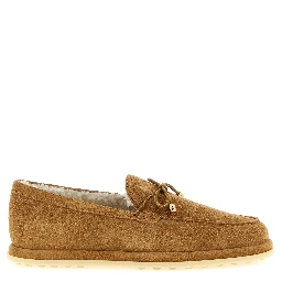 Beige Calfskin Slip-On Loafers