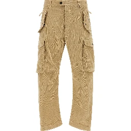 Beige Cotton Cargo Pants