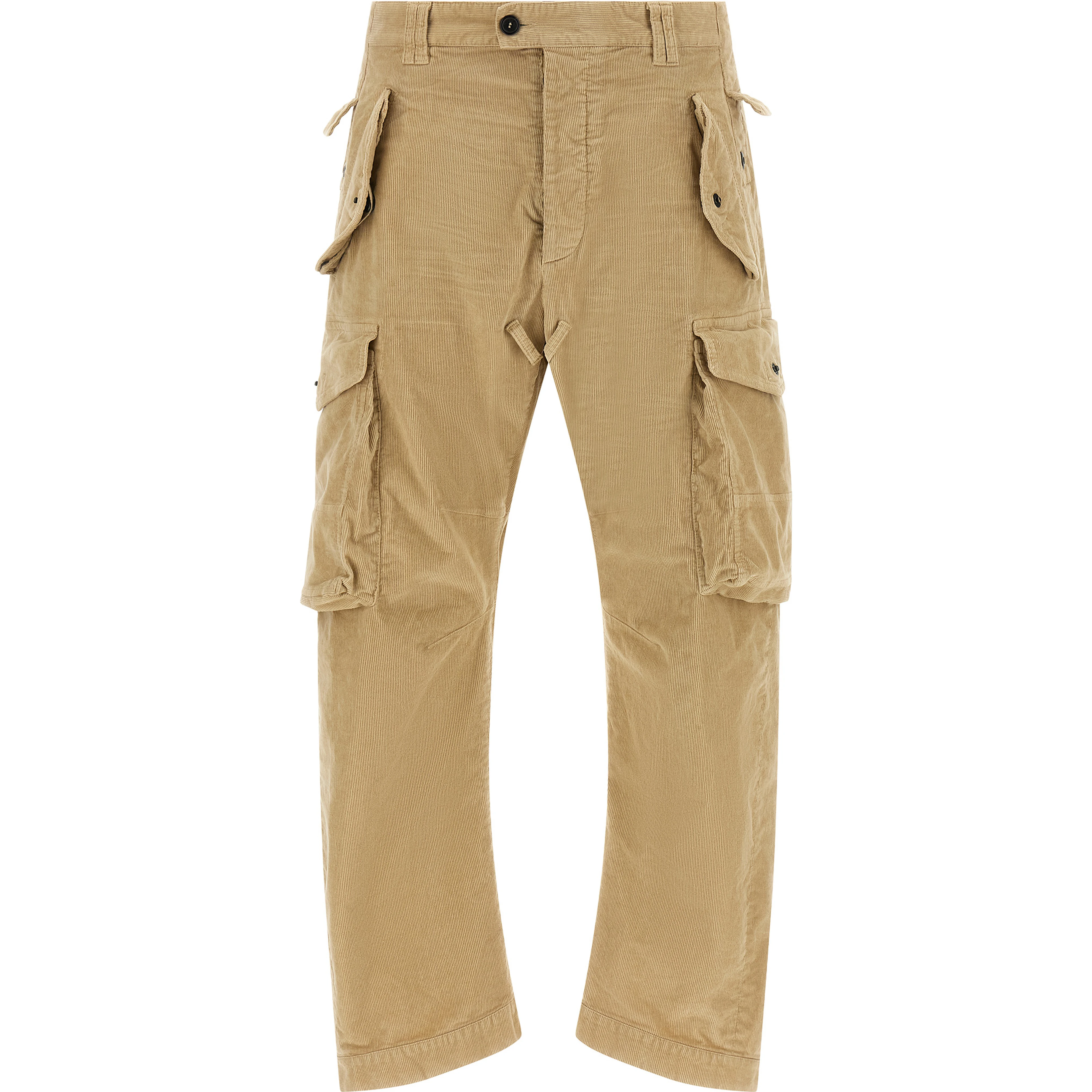 Beige Cotton Cargo Pants