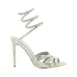 Silver Viscose Stiletto Heel Sandals