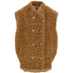 Brown Polyester Sleeveless Jacket