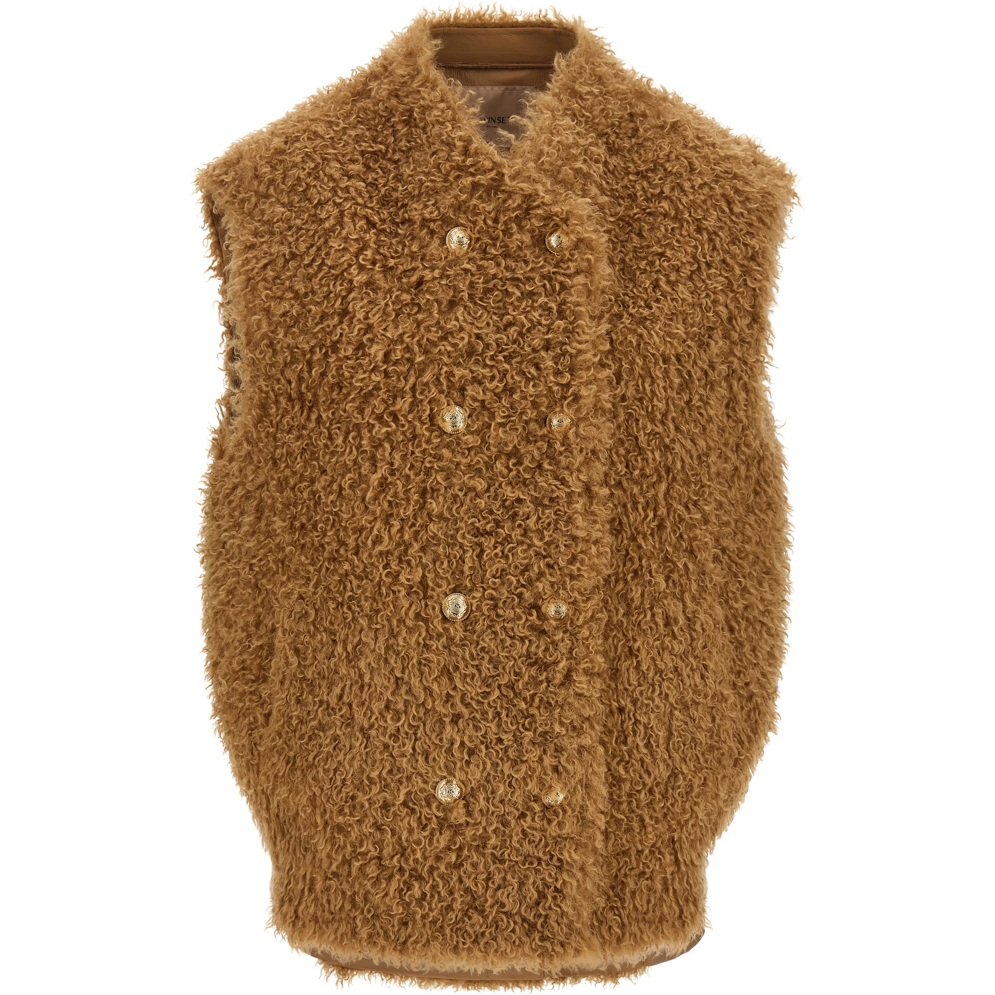 Brown Polyester Sleeveless Jacket