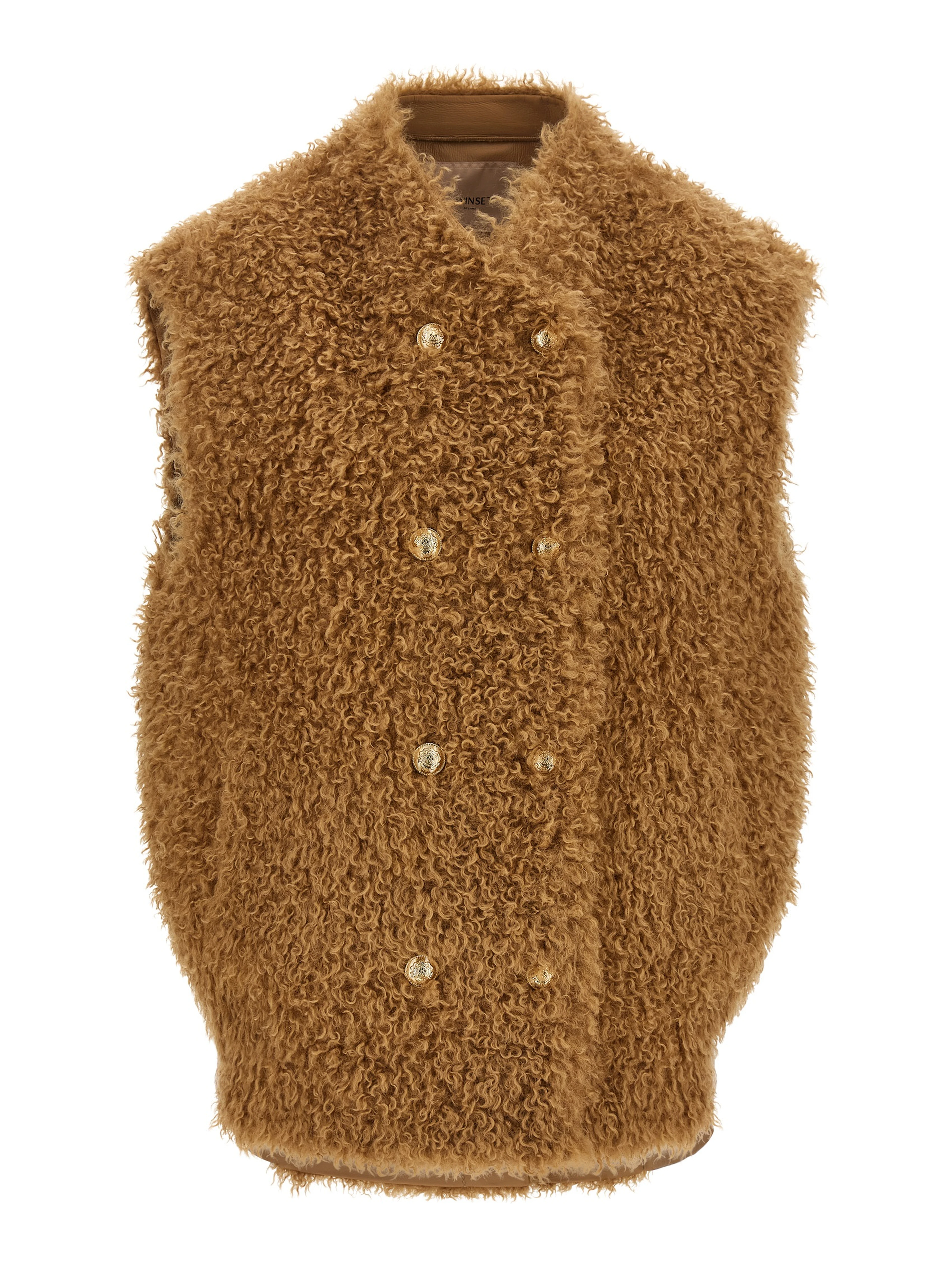 Brown Polyester Sleeveless Jacket