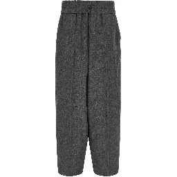 Gray Virgin Wool Casual Pants