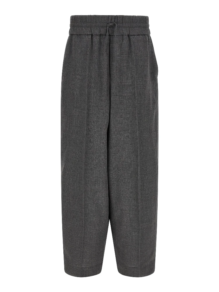 Gray Virgin Wool Casual Pants