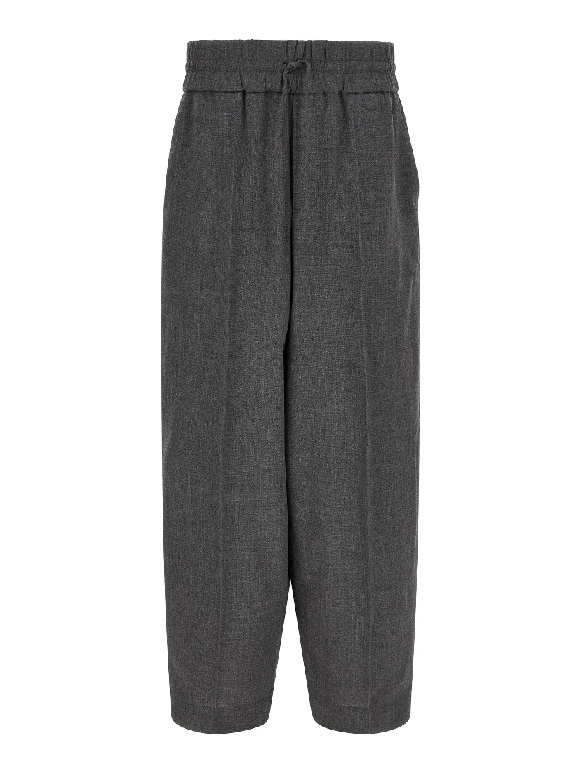 Gray Virgin Wool Casual Pants