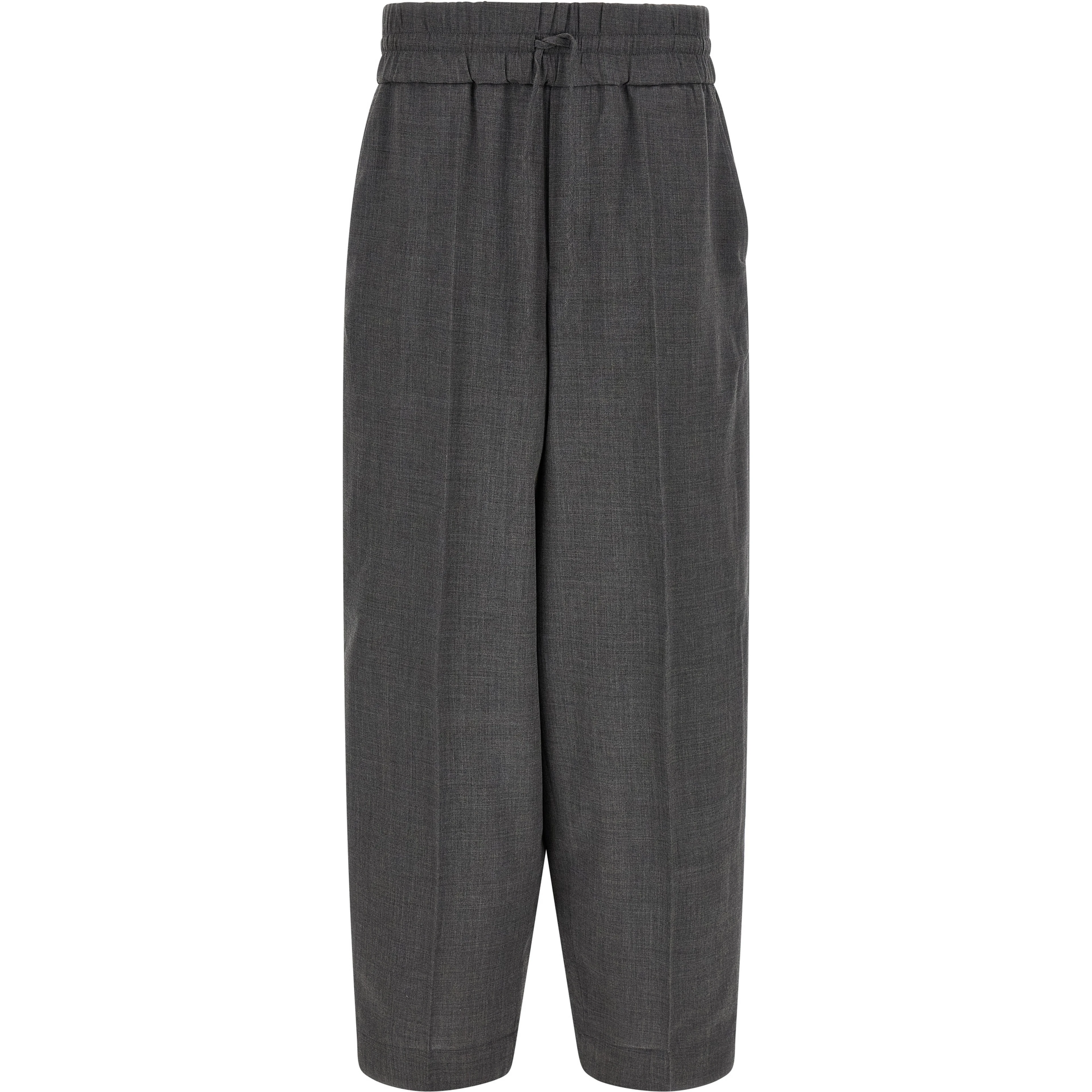 Gray Virgin Wool Casual Pants