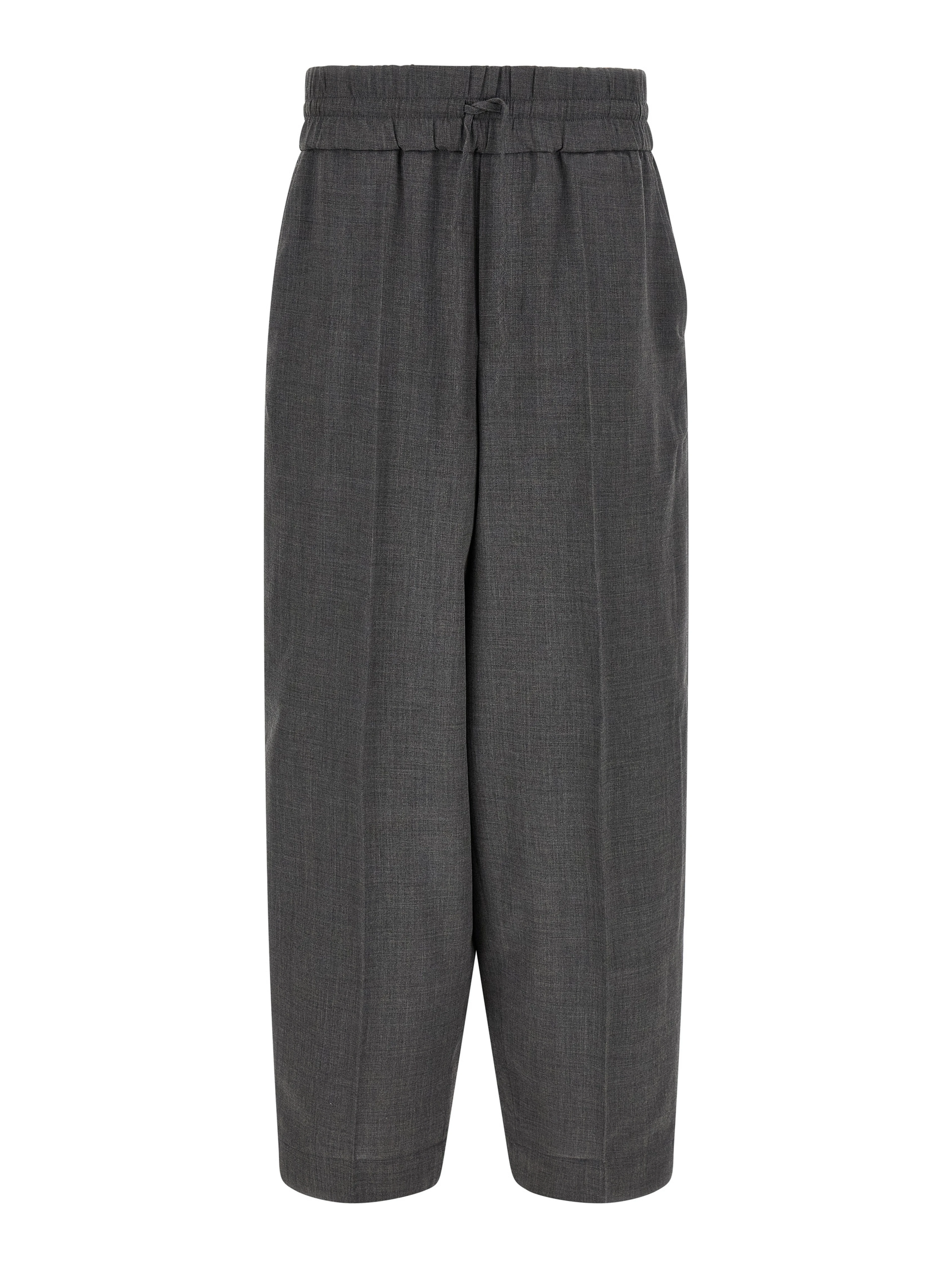 Gray Virgin Wool Casual Pants
