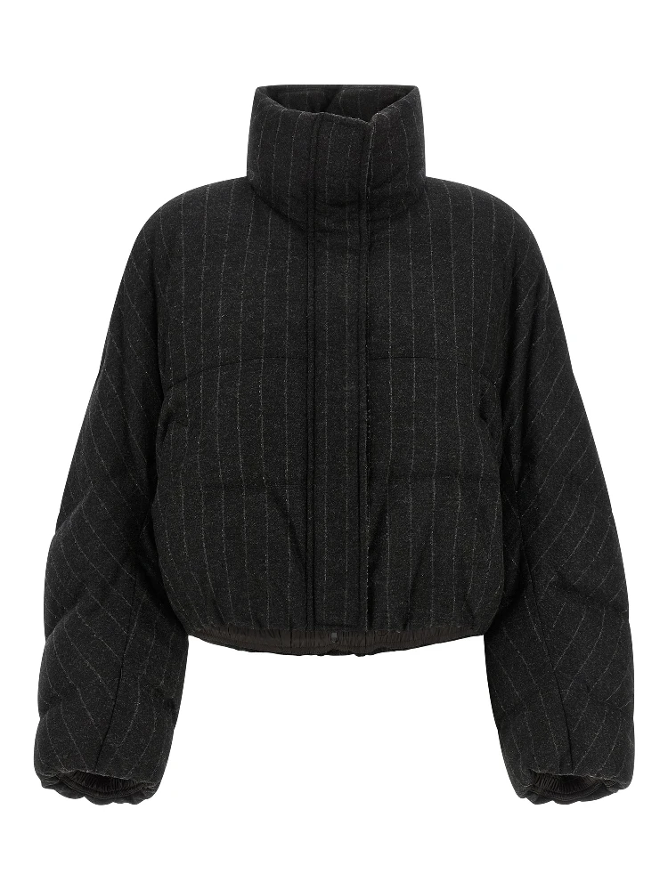 Gray Virgin Wool Full-Length Jacket