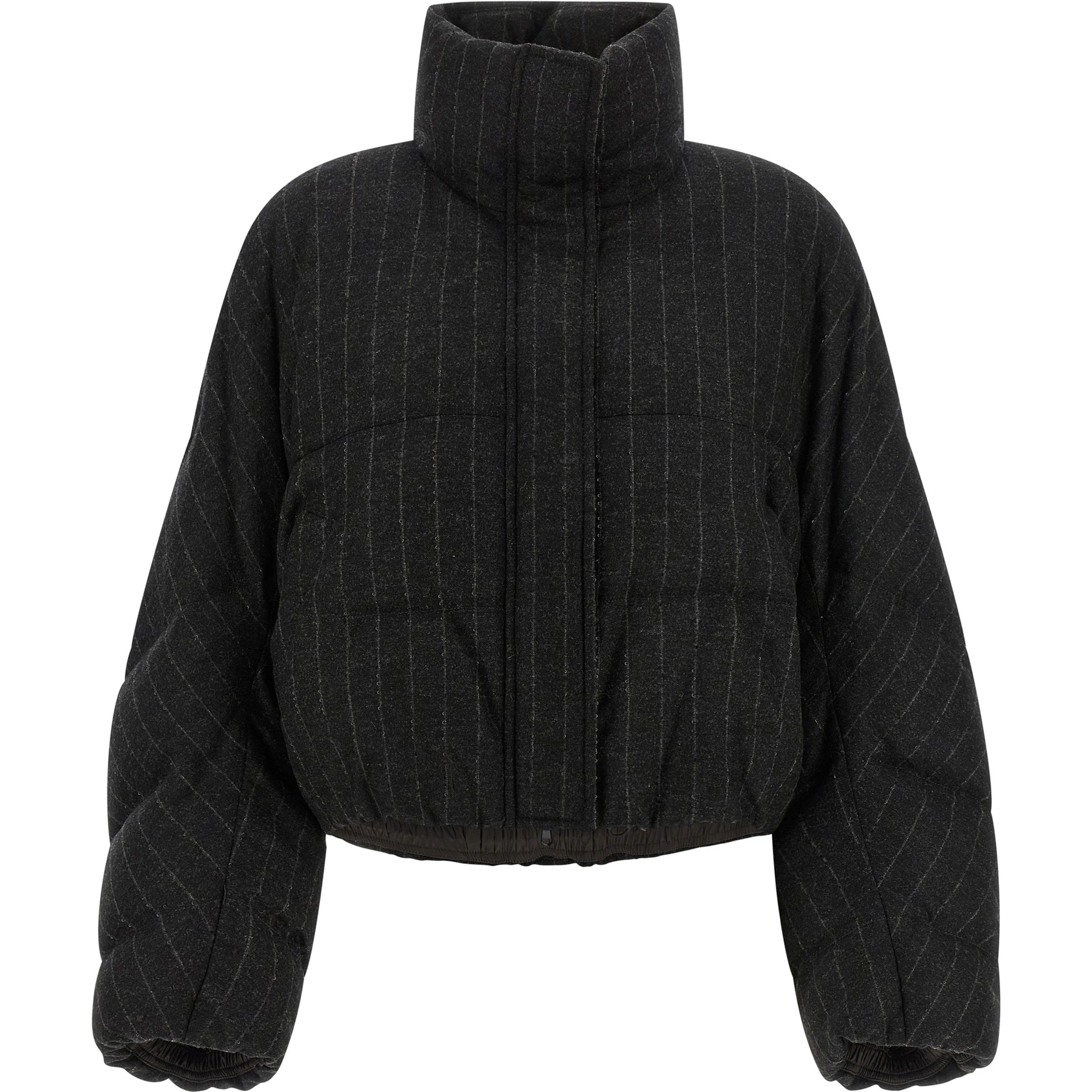 Gray Virgin Wool Full-Length Jacket