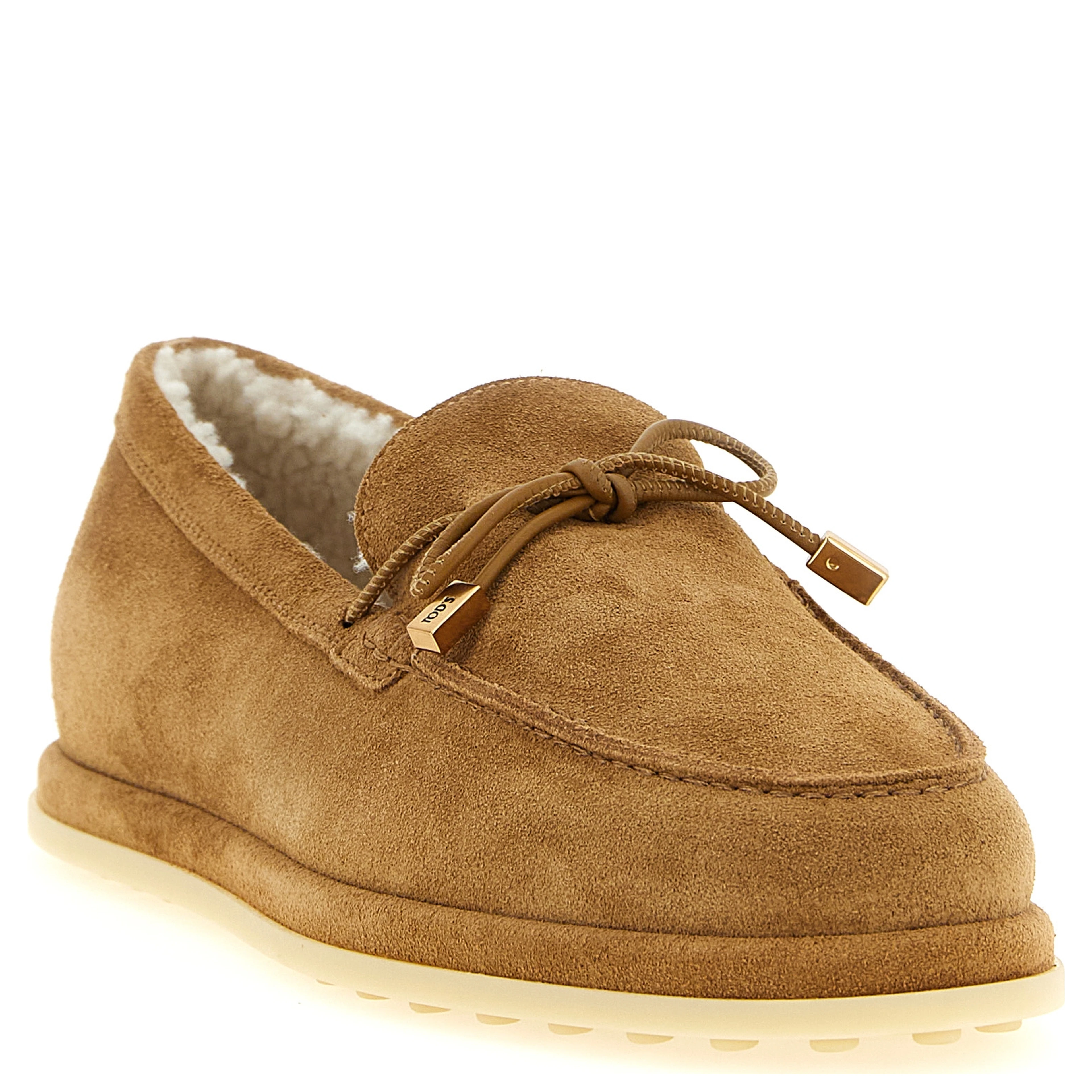 Beige Calfskin Slip-On Loafers