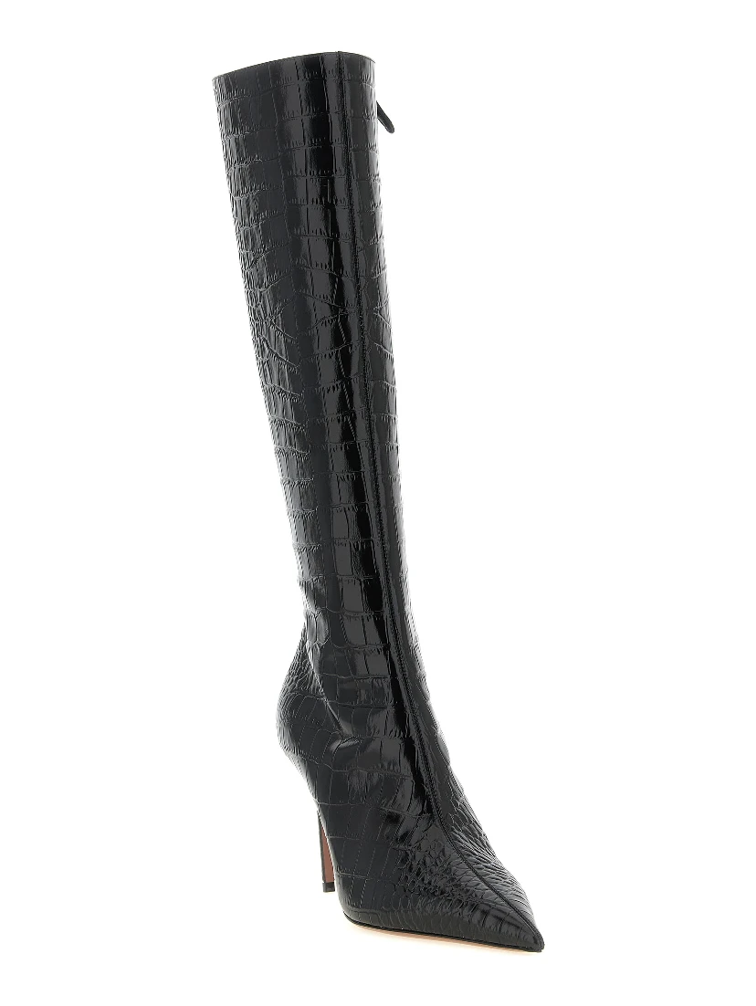 Black Calfskin Over The Knee