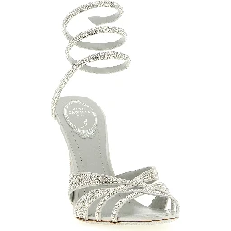 Silver Viscose Stiletto Heel Sandals