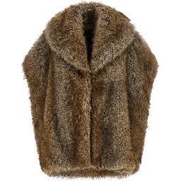 Brown Polyester Sleeveless Jacket