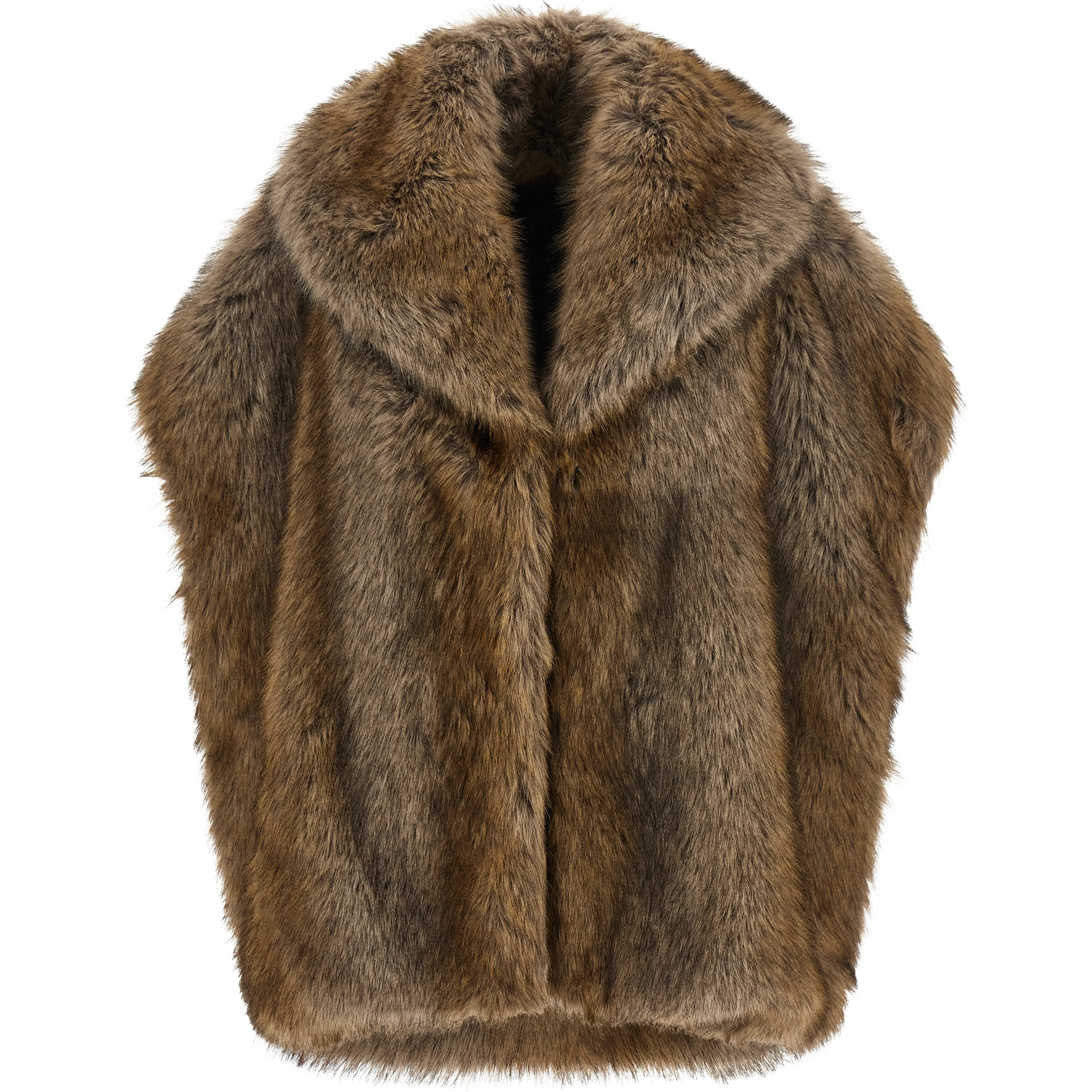 Brown Polyester Sleeveless Jacket