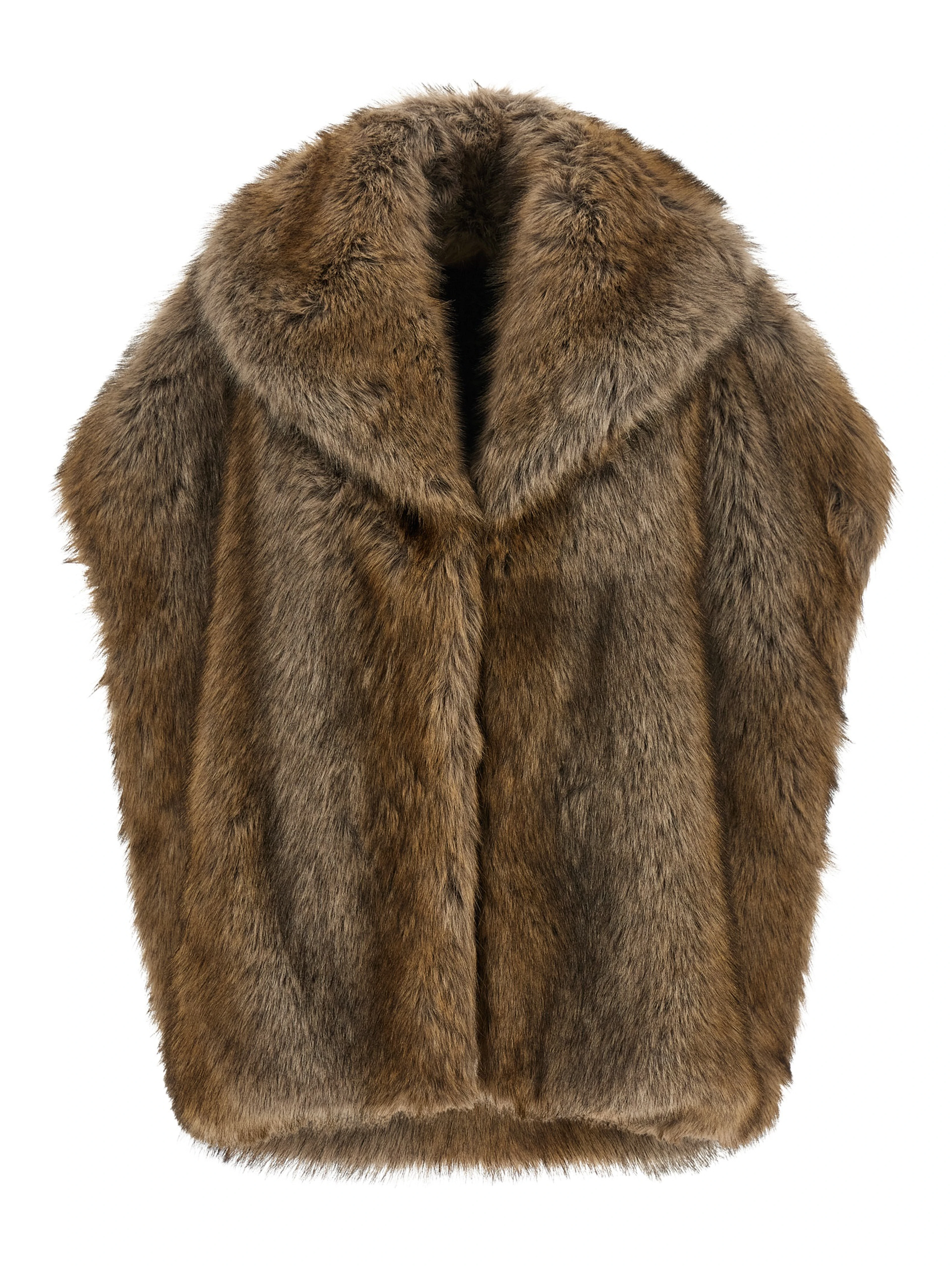 Brown Polyester Sleeveless Jacket