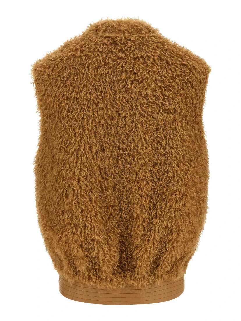 Brown Polyester Sleeveless Jacket