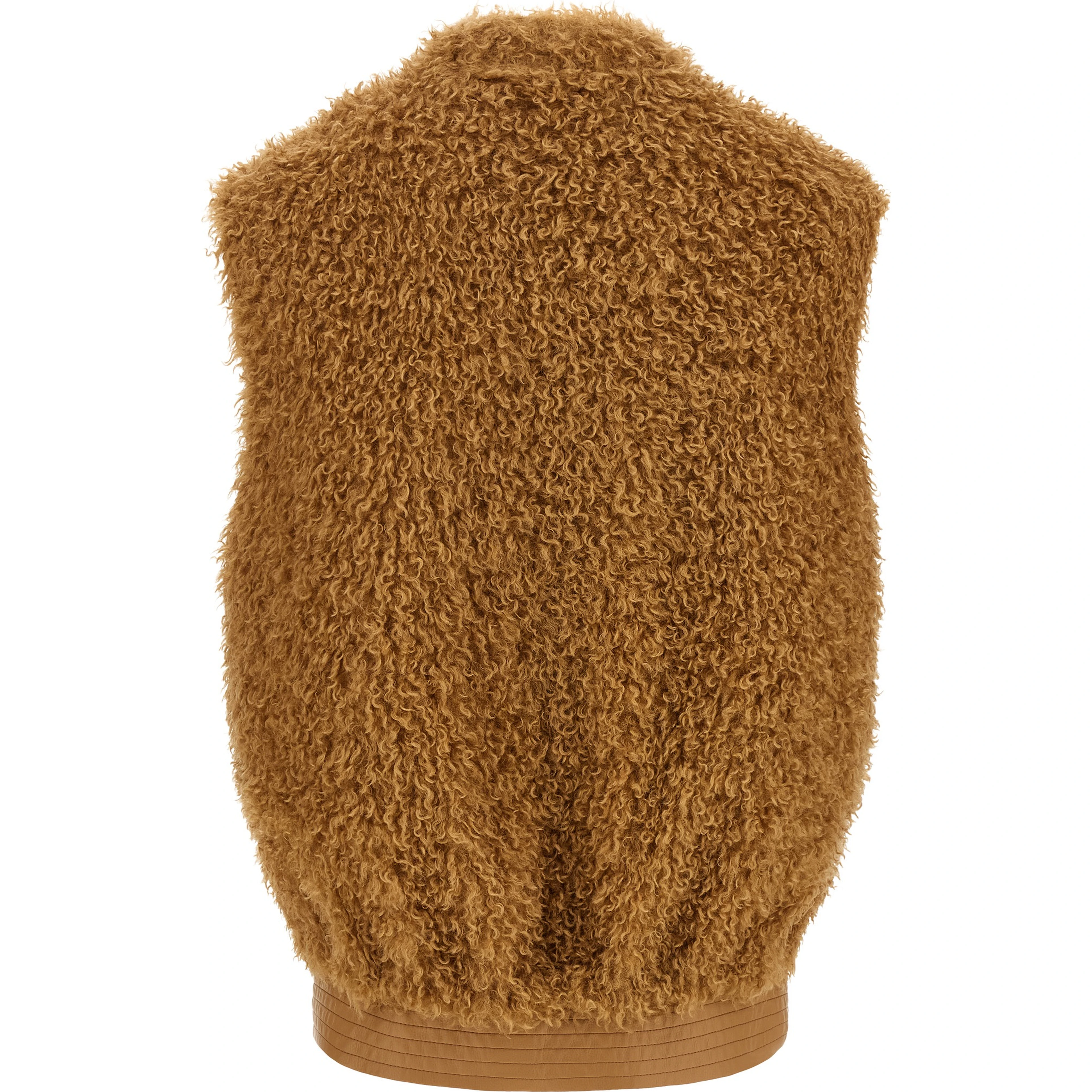 Brown Polyester Sleeveless Jacket