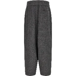 Gray Virgin Wool Casual Pants