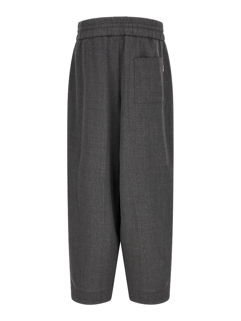 Gray Virgin Wool Casual Pants