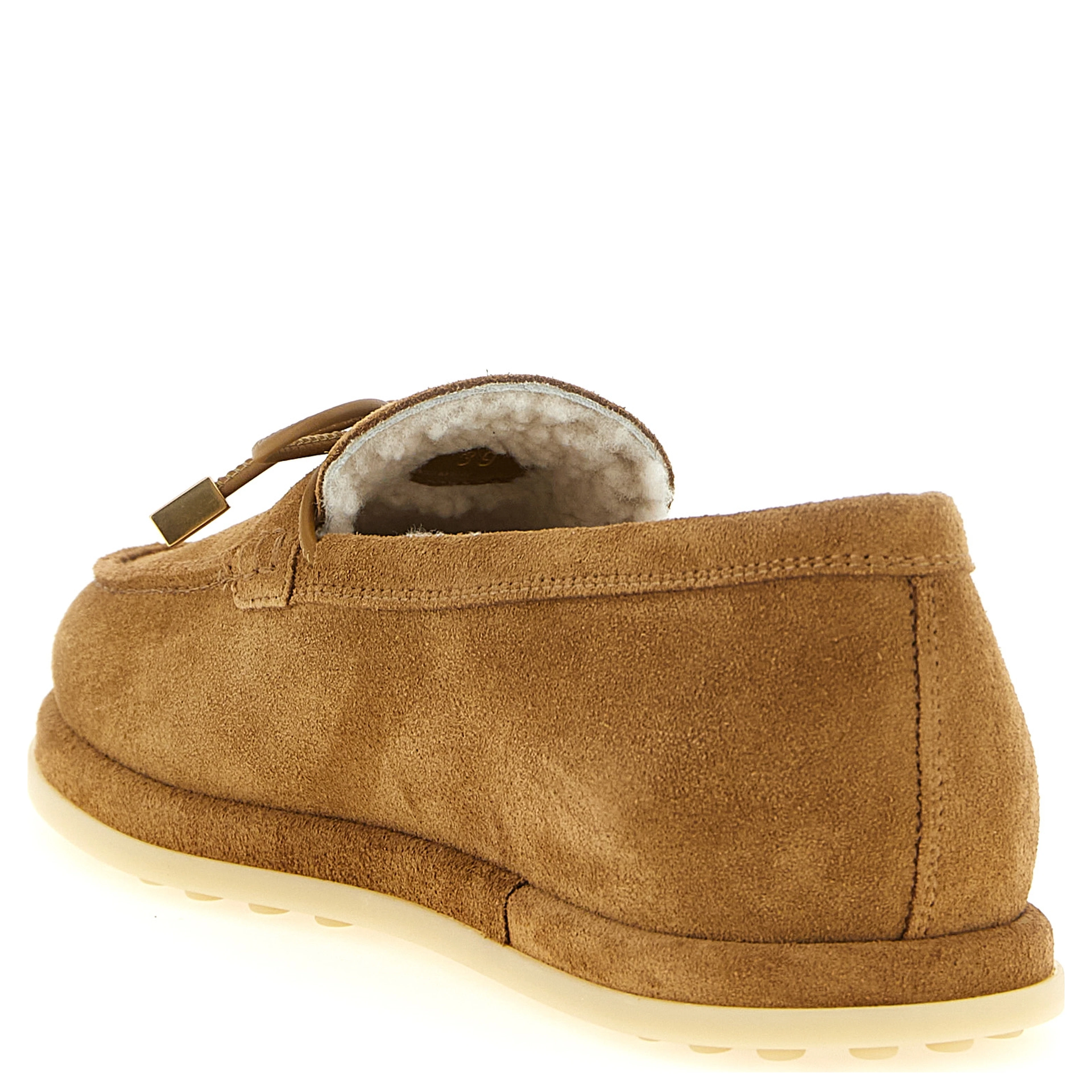 Beige Calfskin Slip-On Loafers