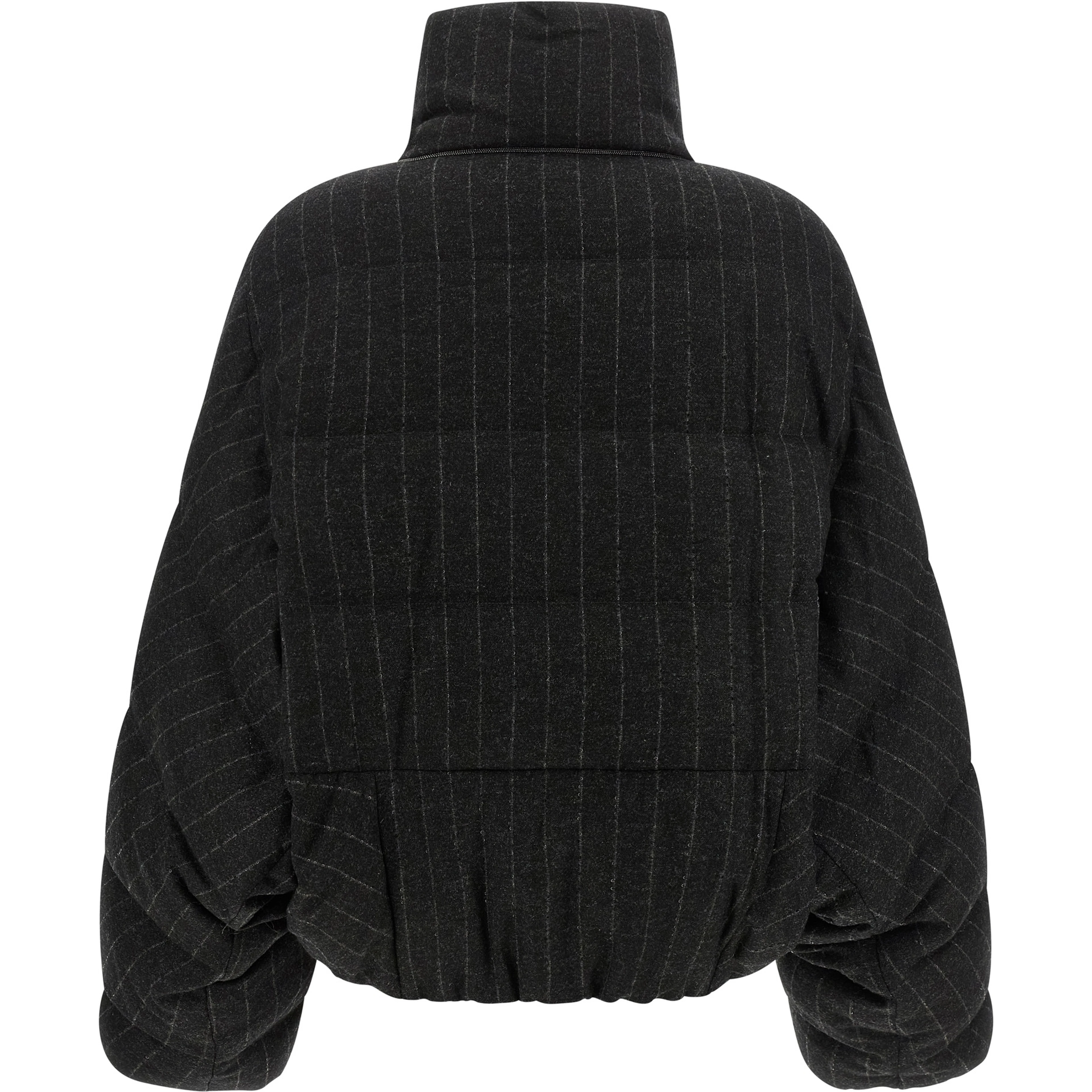 Gray Virgin Wool Full-Length Jacket