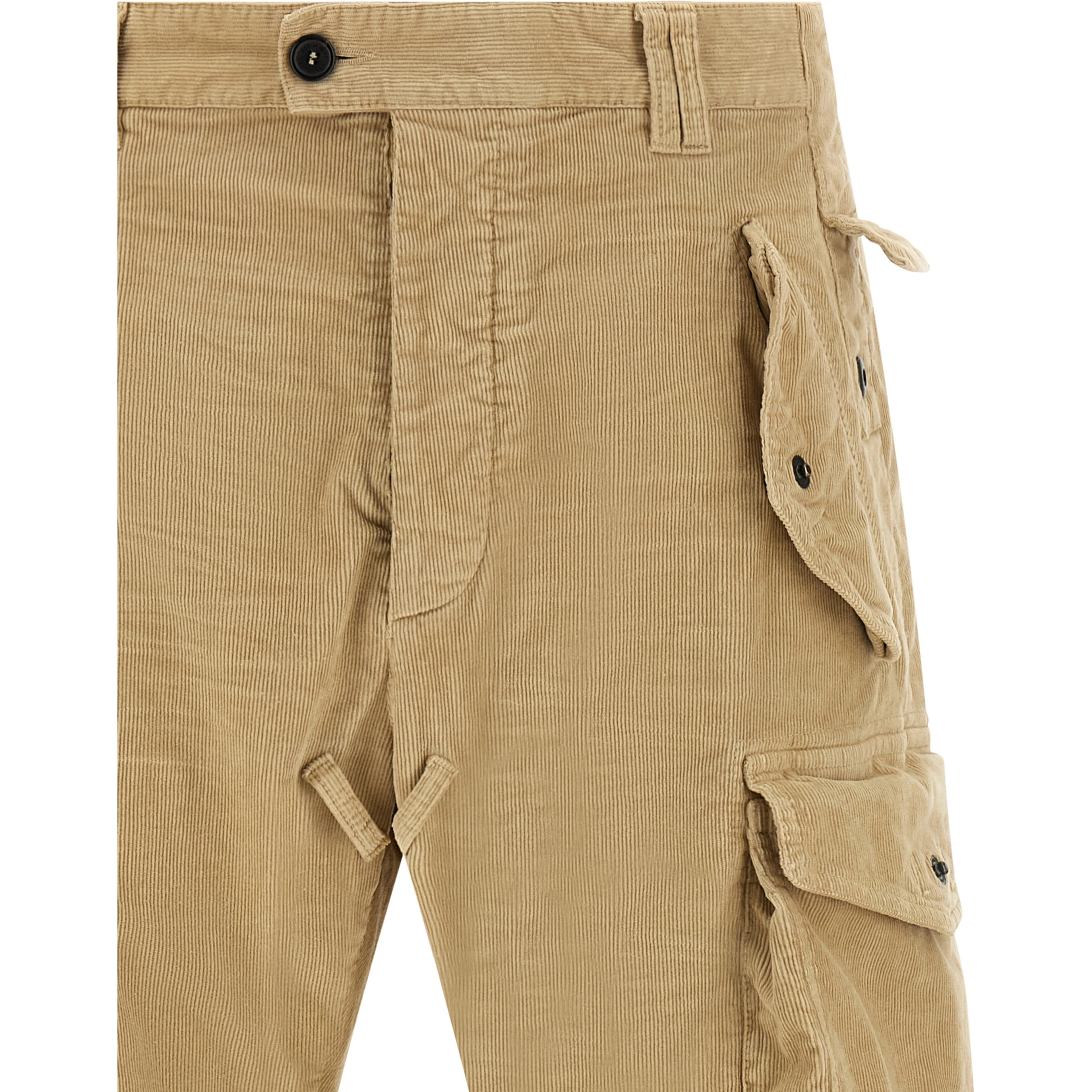 Beige Cotton Cargo Pants