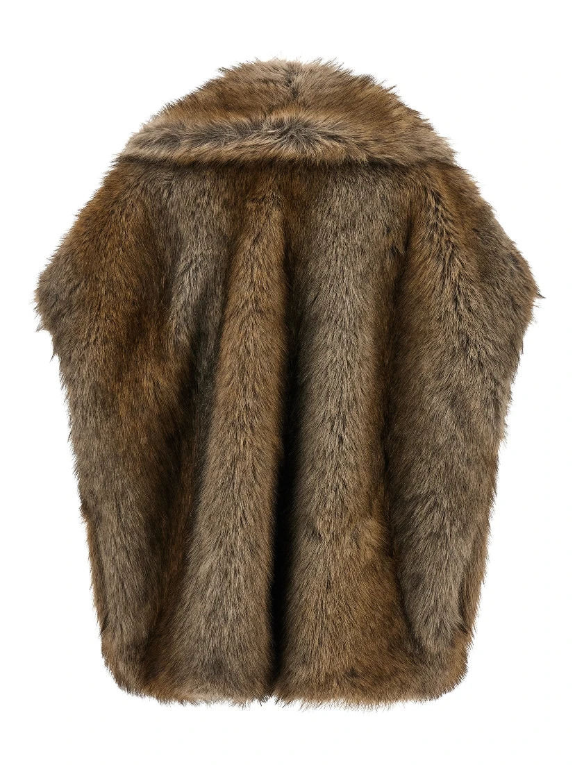 Brown Polyester Sleeveless Jacket