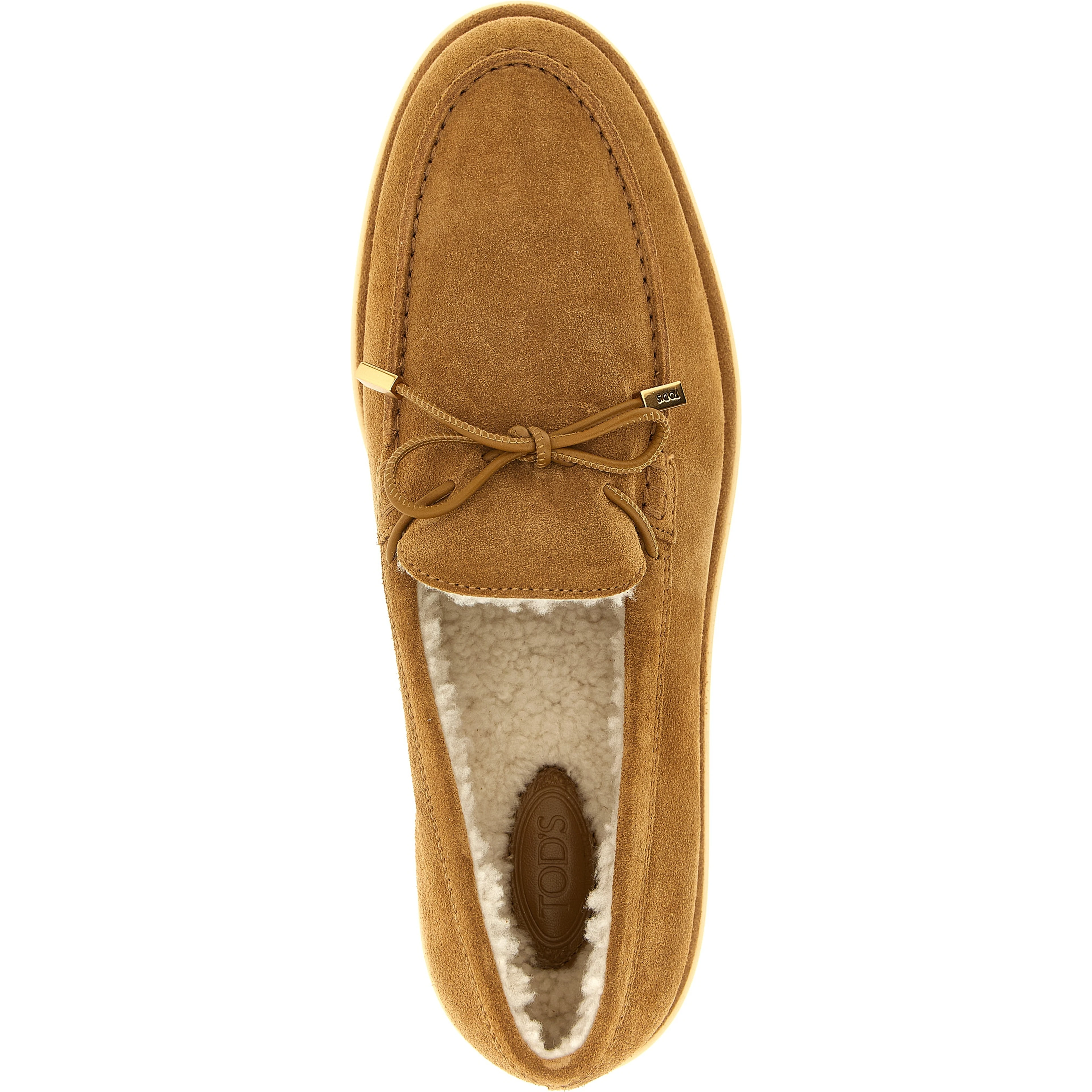 Beige Calfskin Slip-On Loafers