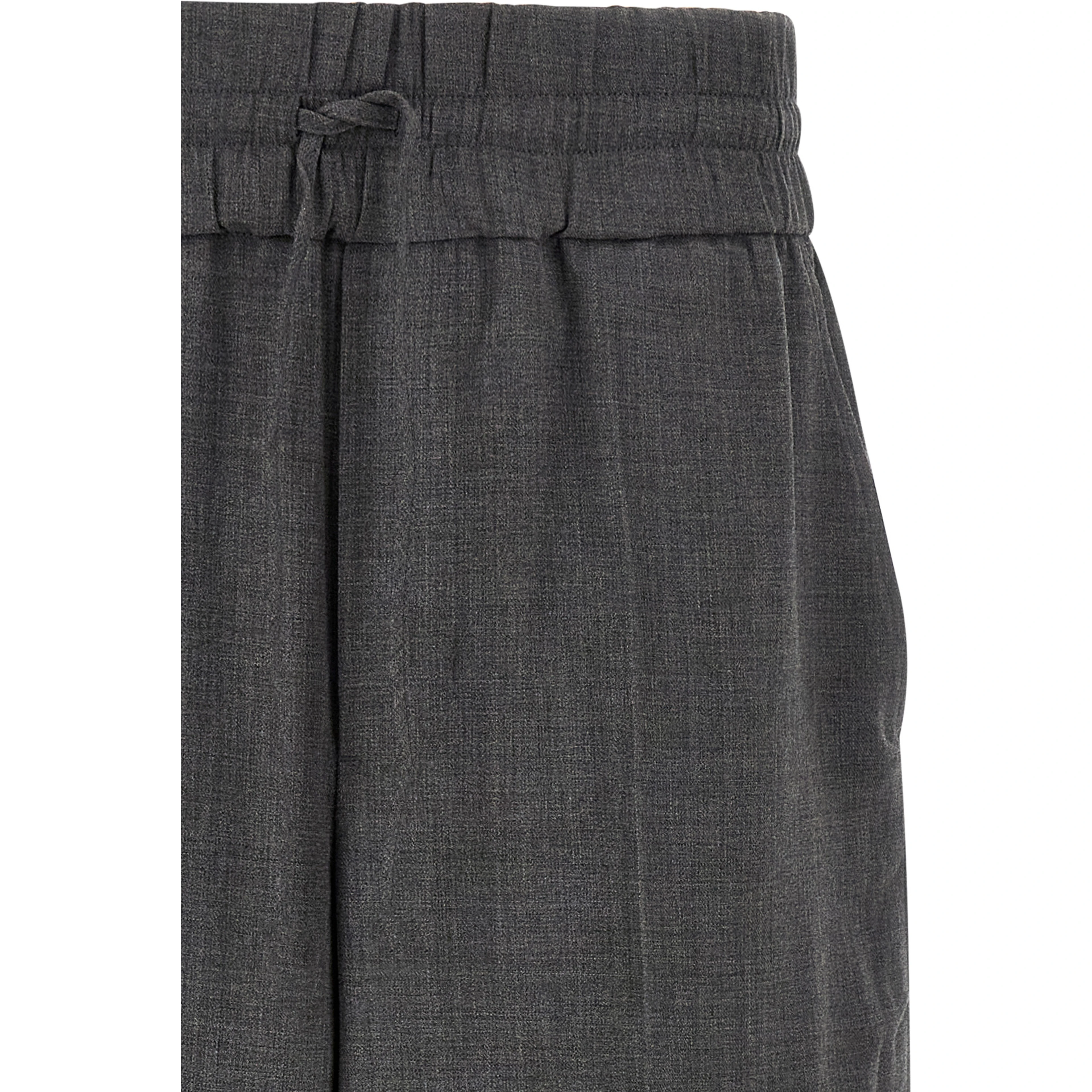 Gray Virgin Wool Casual Pants