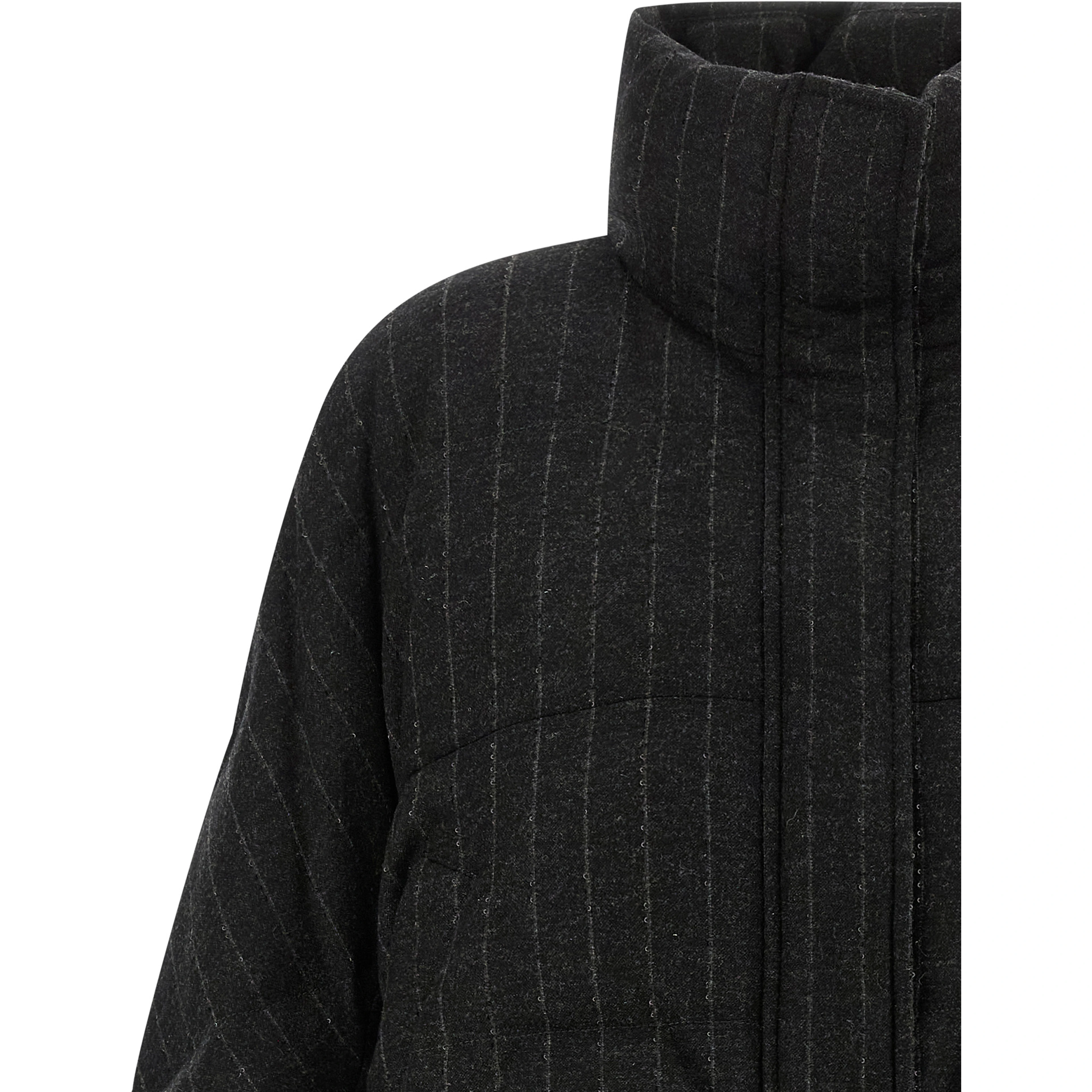 Gray Virgin Wool Full-Length Jacket