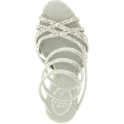 Silver Viscose Stiletto Heel Sandals