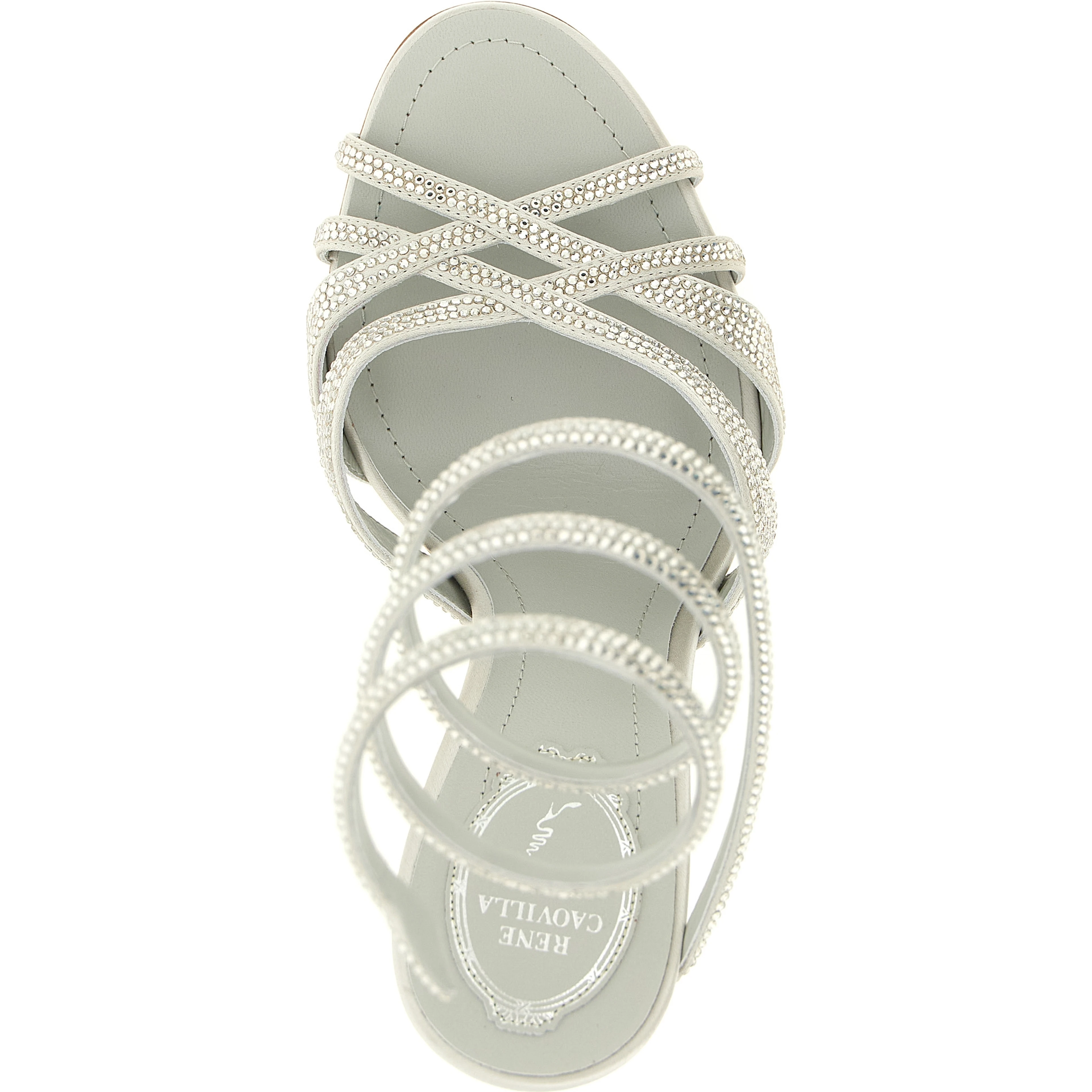 Silver Viscose Stiletto Heel Sandals