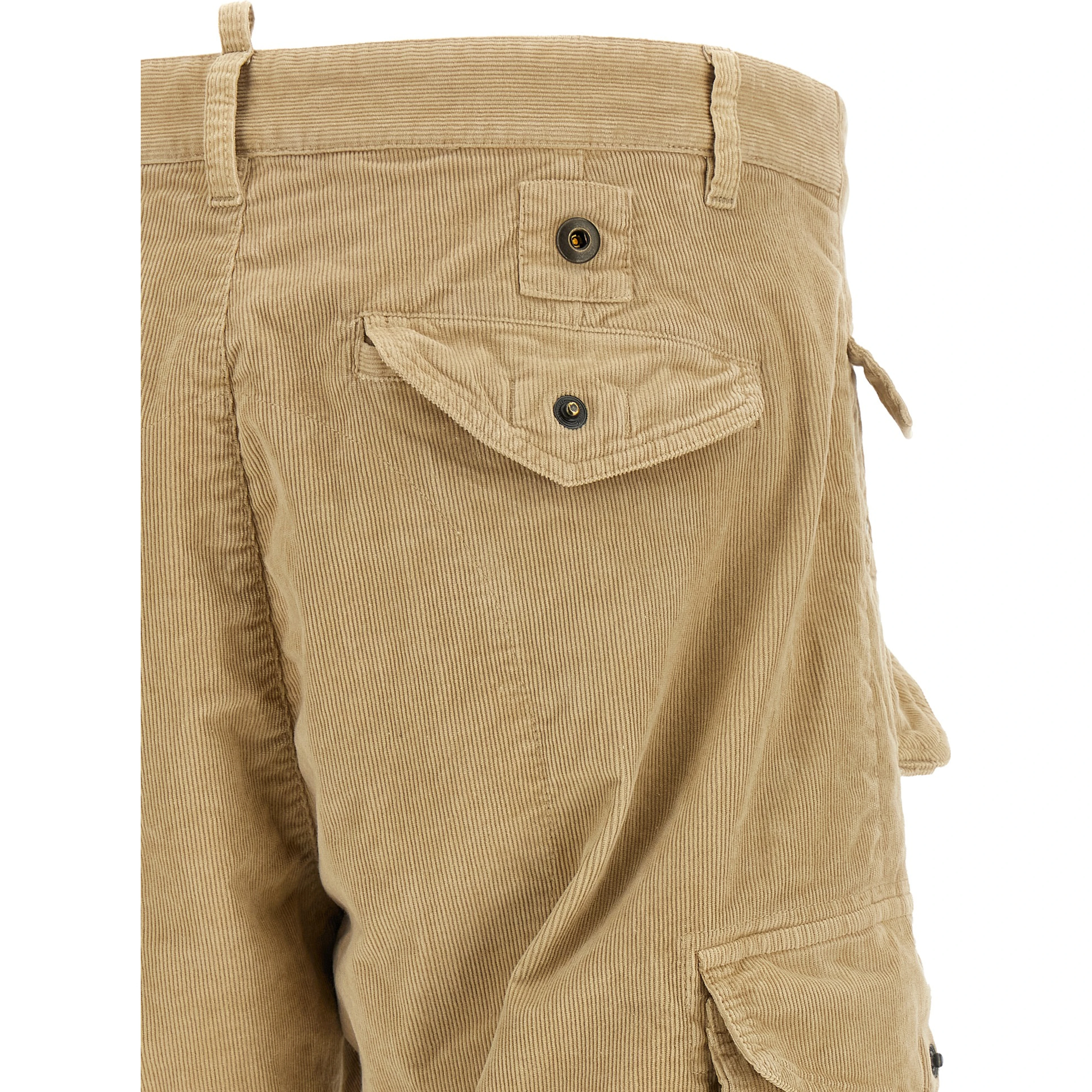 Beige Cotton Cargo Pants